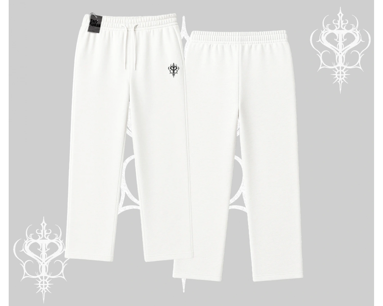 Beyaz Baggy Eşofman Altı Özel logolu