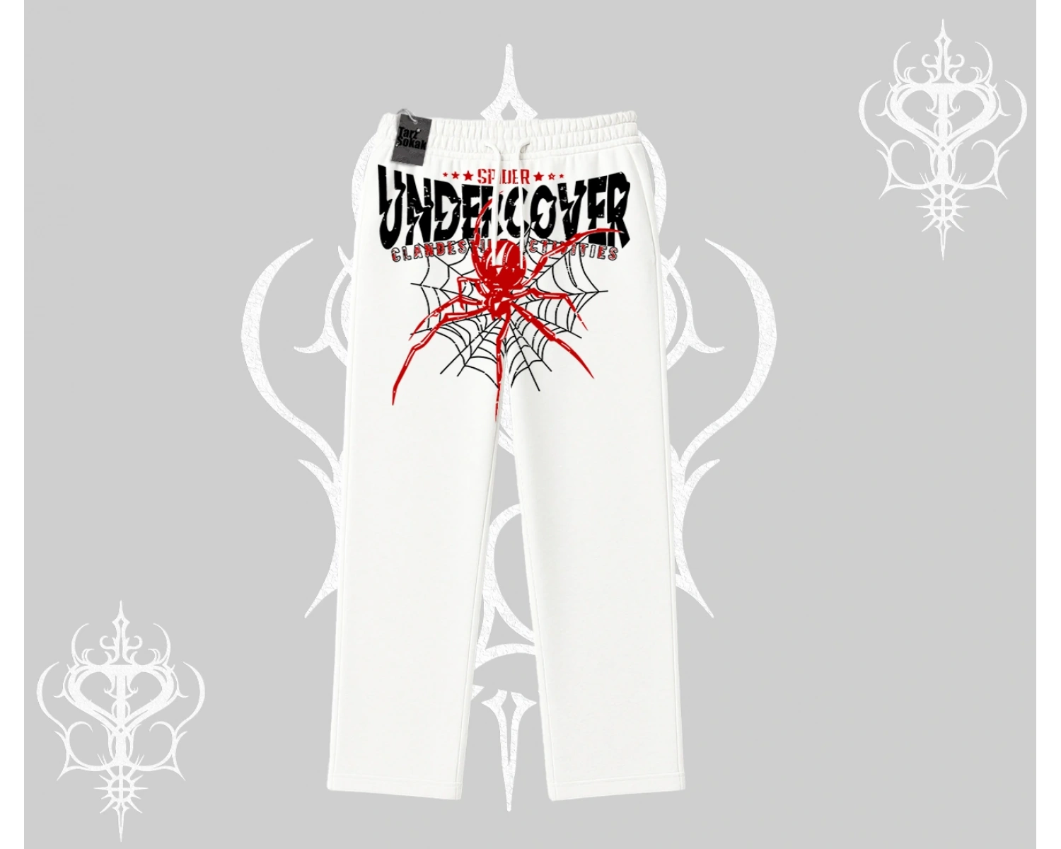 Beyaz Baggy Eşofman Altı Spider Undercover