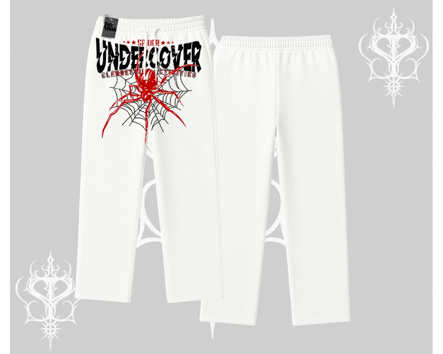 Beyaz Baggy Eşofman Altı Spider Undercover