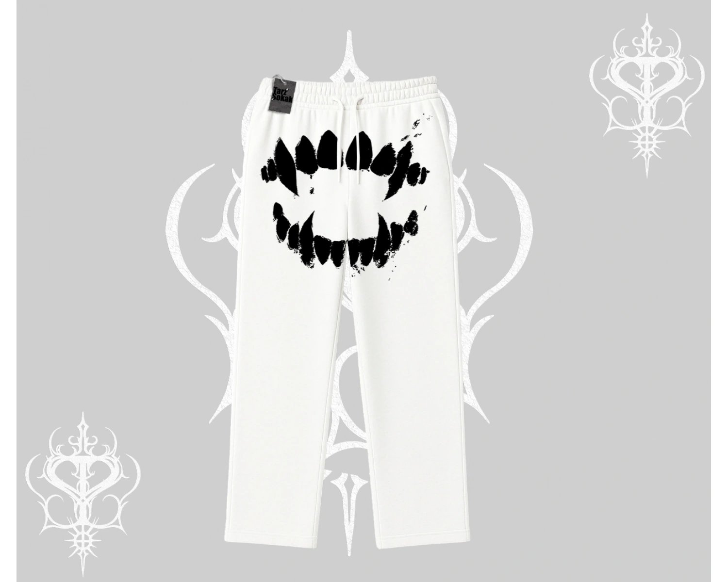 Beyaz Baggy Eşofman Altı Vampir Dış