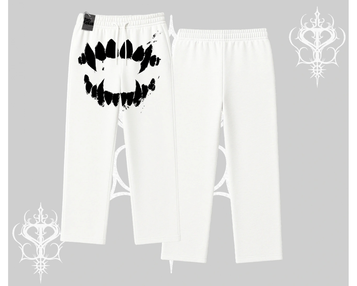 Beyaz Baggy Eşofman Altı Vampir Dış