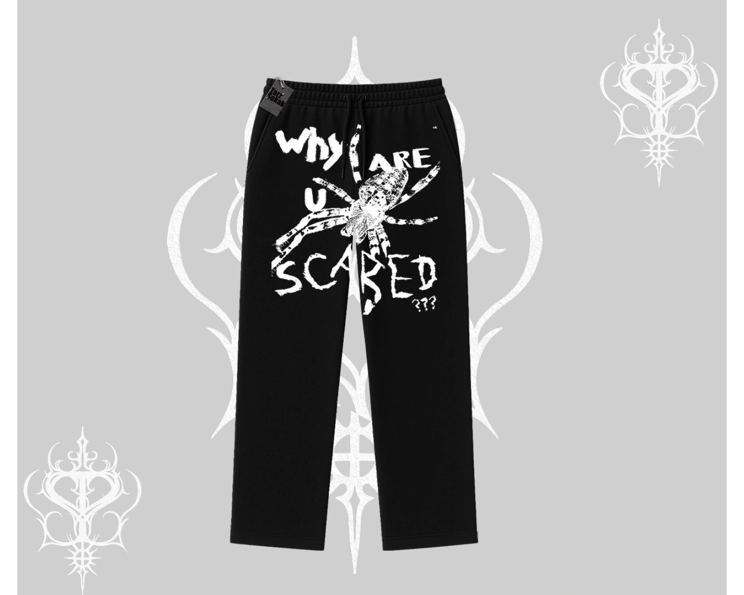 Beyaz Baggy Eşofman Altı Why are u Scared