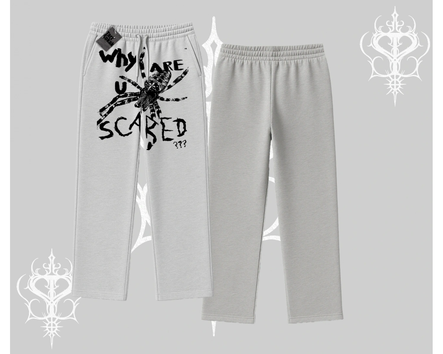 Beyaz Baggy Eşofman Altı Why are u Scared