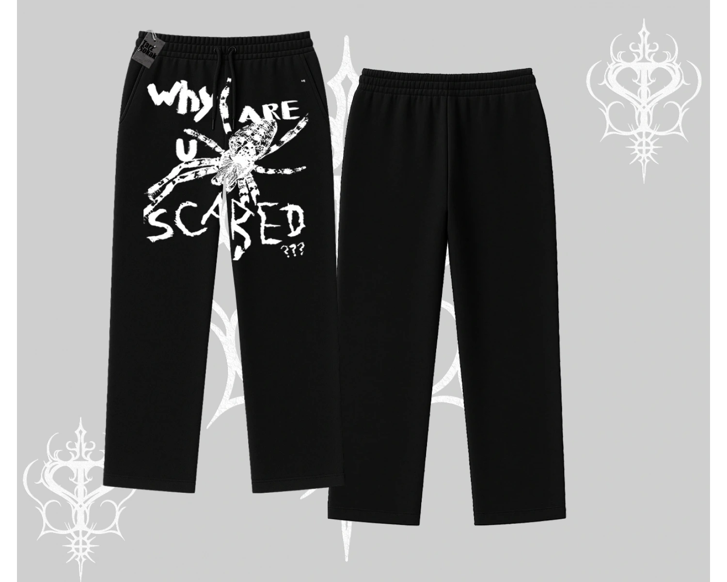 Beyaz Baggy Eşofman Altı Why are u Scared