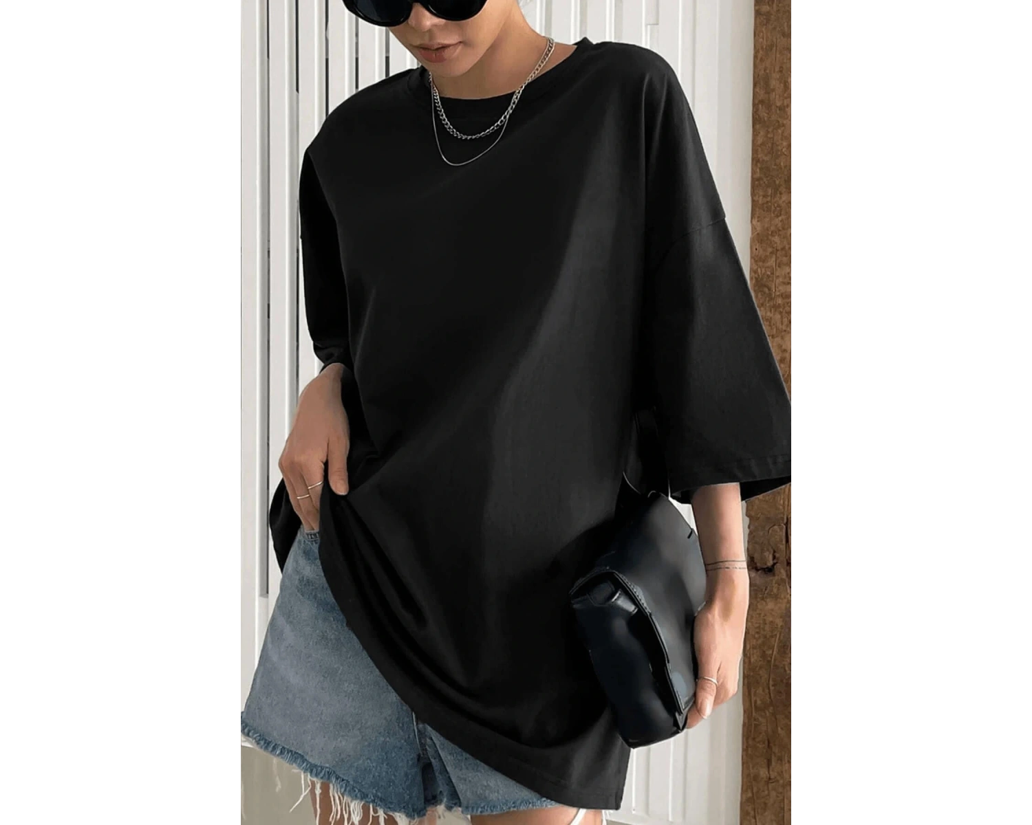 Beyaz Basic Düz Baskısız Oversize Salas Boyfriend Kadın