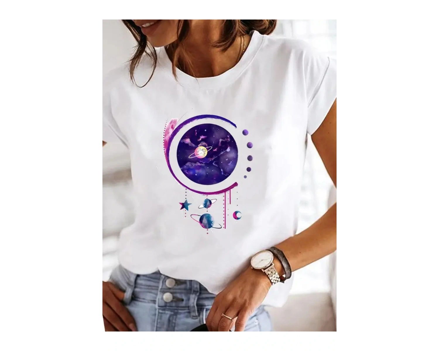 Beyaz Baskılı Yaz Suluboya Aşk Kalp Çizgili Elbise Grafik