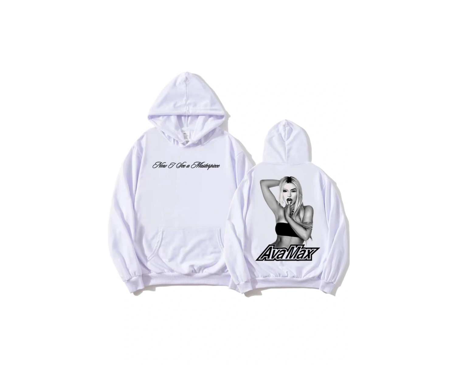 Beyaz Başyapıt Hoodie Ava Max Tıklamayın Oyun Albümü Grafik ula