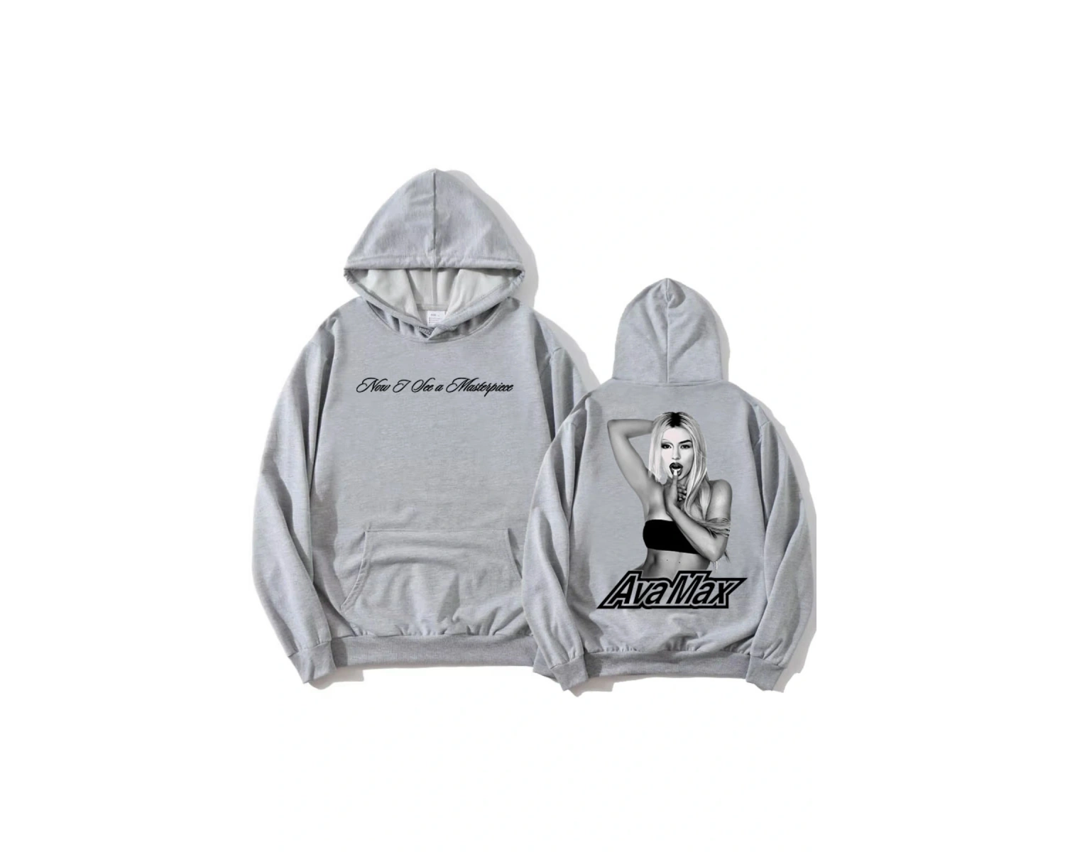 Beyaz Başyapıt Hoodie Ava Max Tıklamayın Oyun Albümü Grafik ula