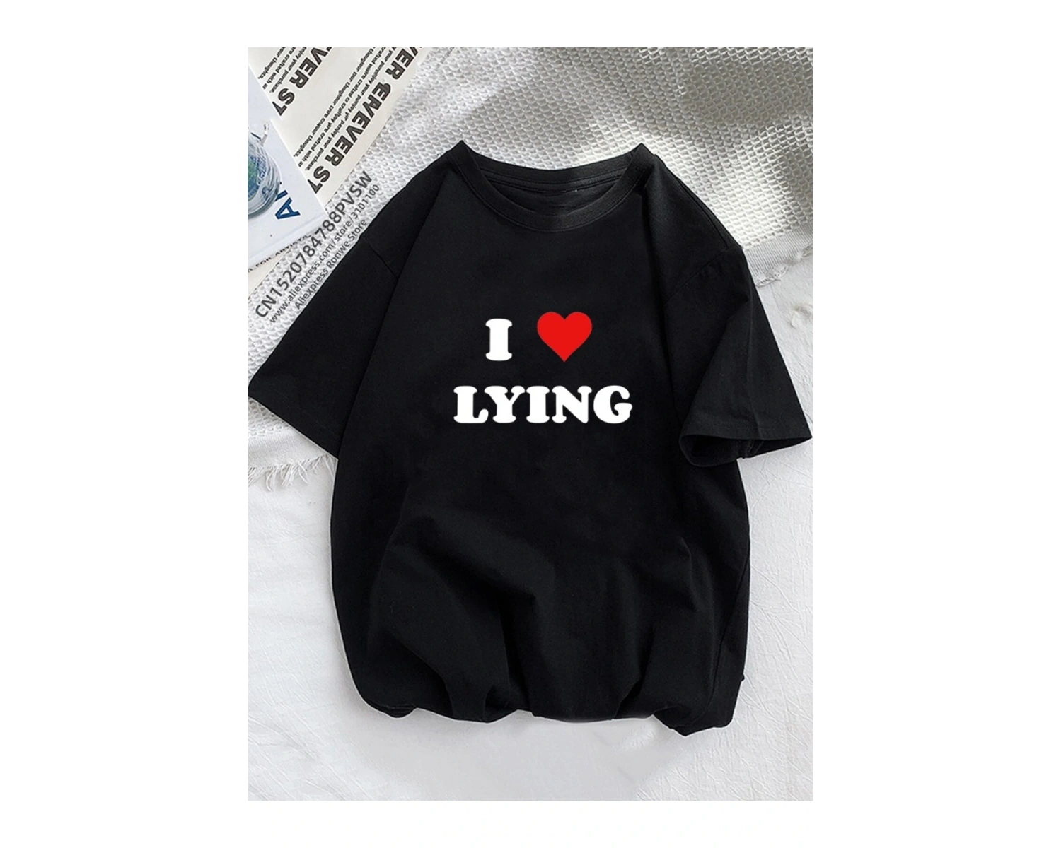 Beyaz Ben yalan Grunge k baskılı Harajuku Streewear giysi nedensel