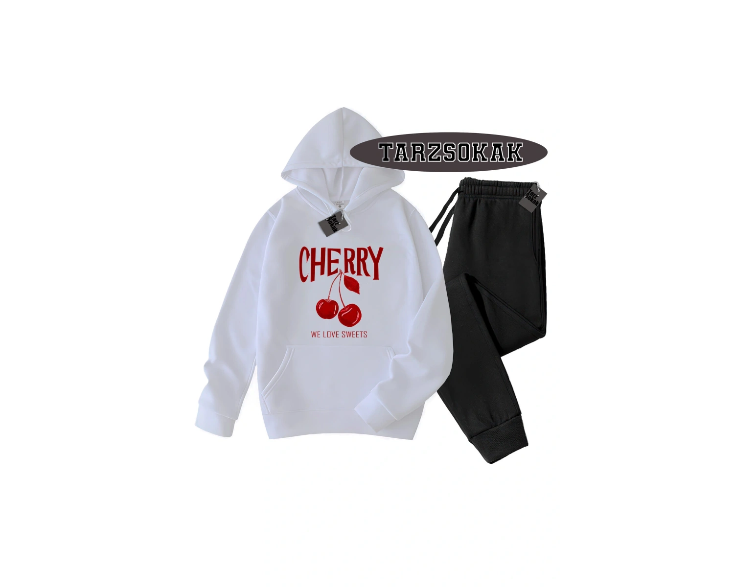 Beyaz Biskilet Cherry Detaylı ikili TAKIM