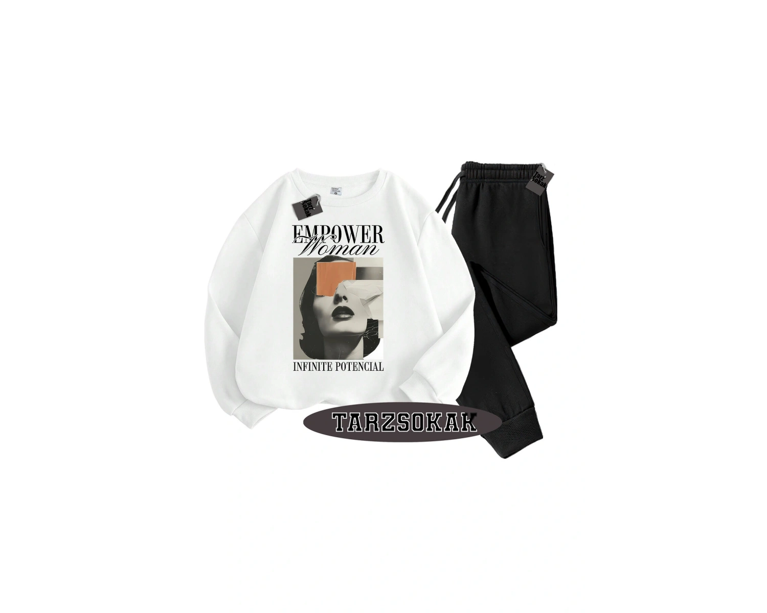 Beyaz Biskilet EmpoweR Detaylı ikili TAKIM