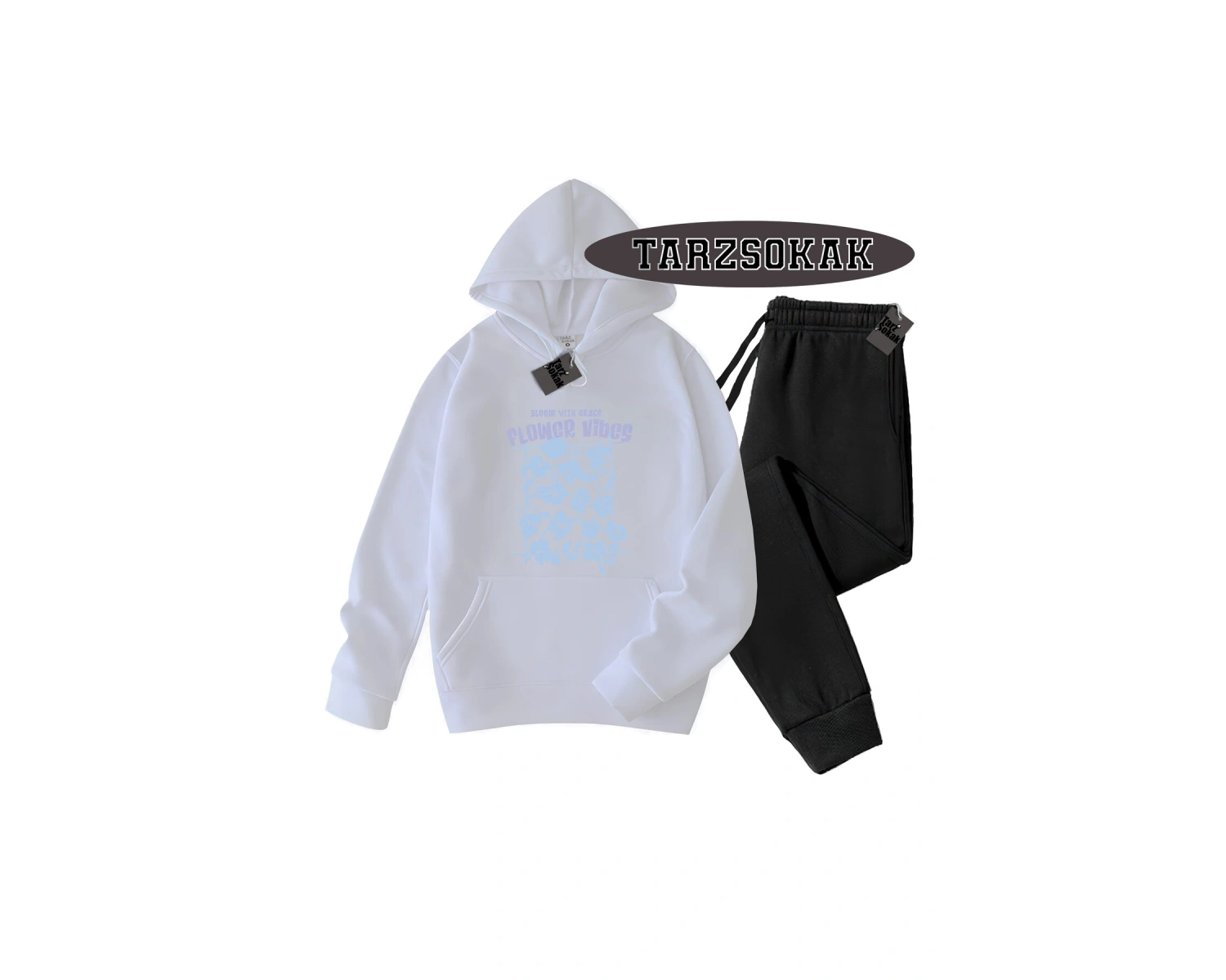 Beyaz Biskilet Flower Detaylı ikili TAKIM