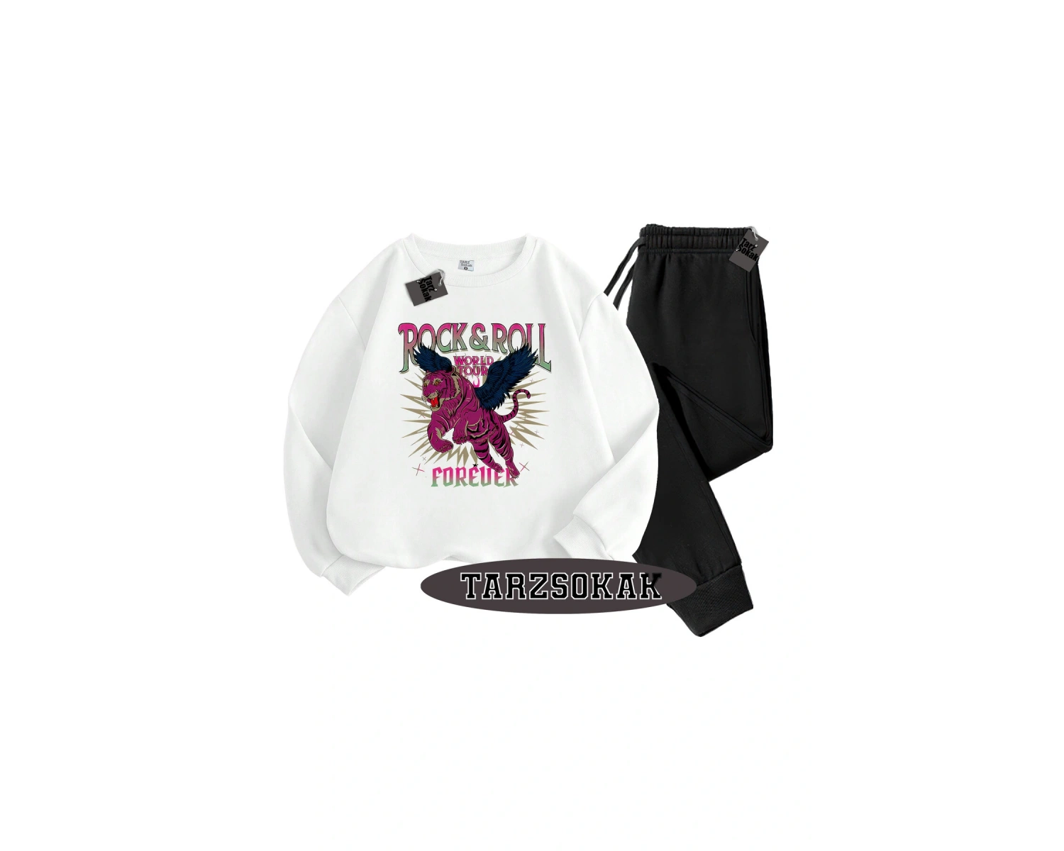 Beyaz Biskilet RockRoll Detaylı ikili TAKIM