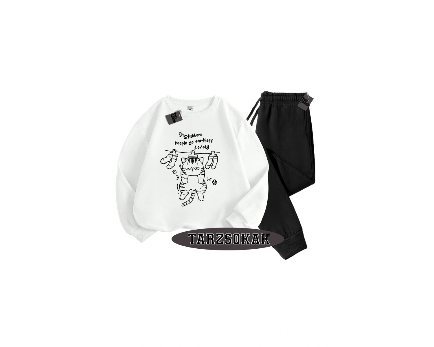 Beyaz Biskilet Stubborn Detaylı ikili TAKIM