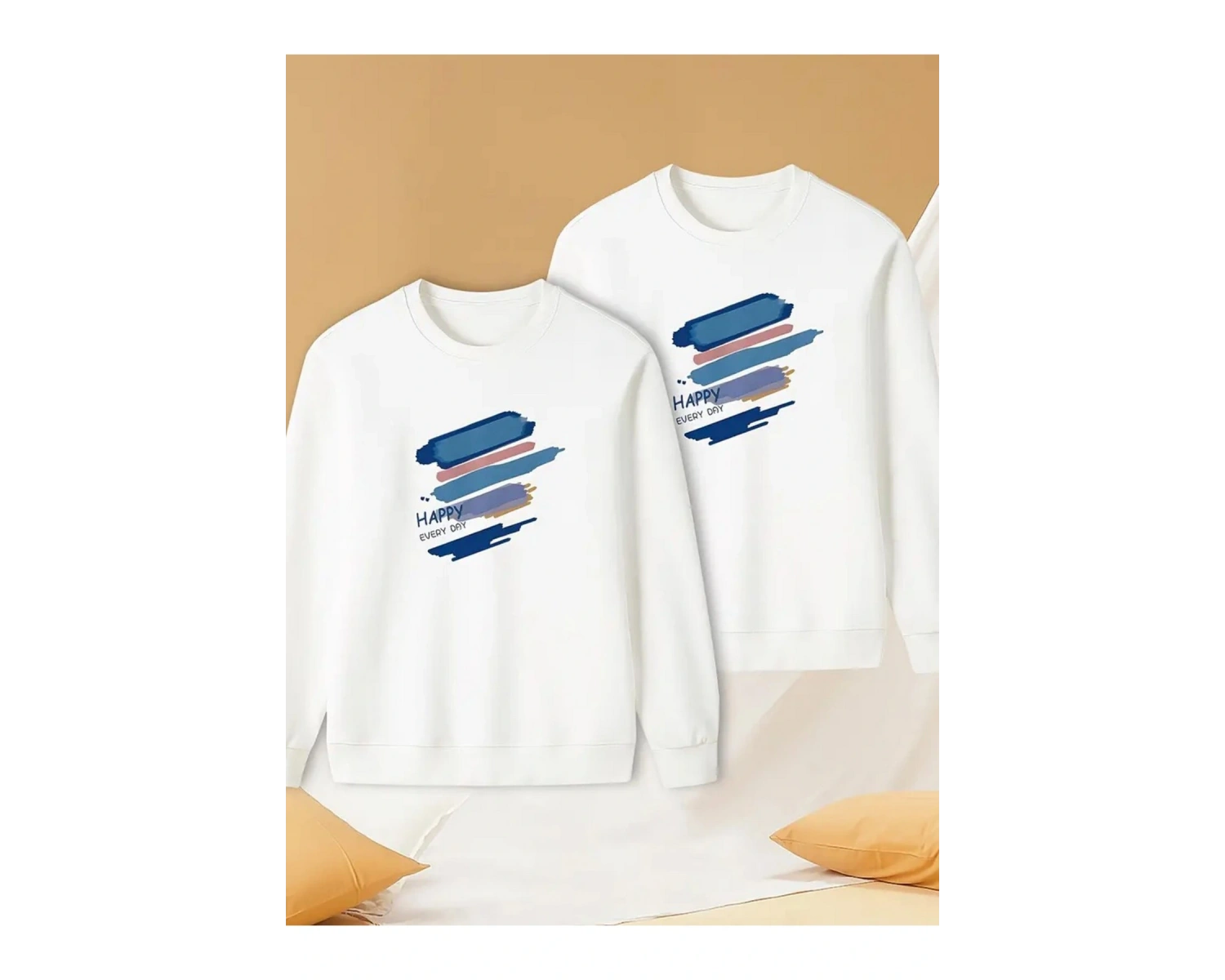 Beyaz Biskilet Yaka Sweatshirt Çift Sevgili Kombinleri Couple Clothing