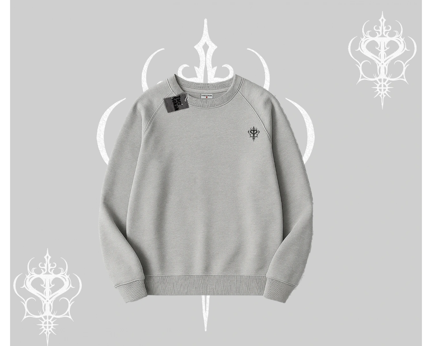 Beyaz Biskilet Yaka Sweatshirt Özel logolu