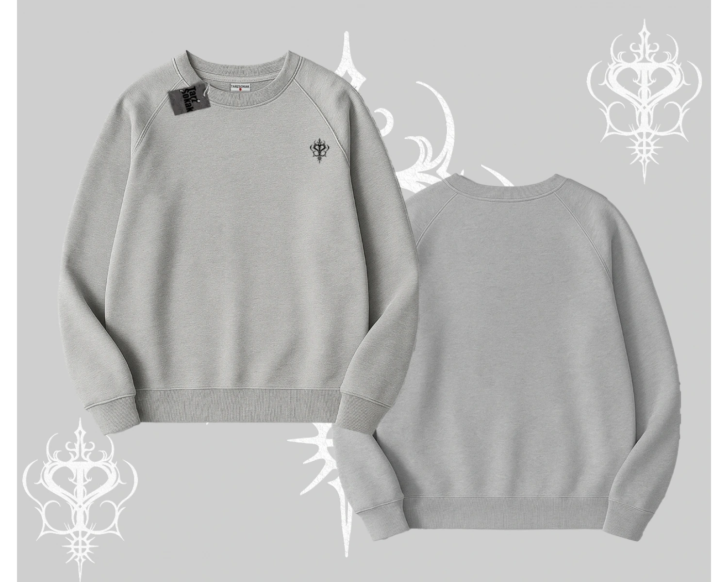 Beyaz Biskilet Yaka Sweatshirt Özel logolu