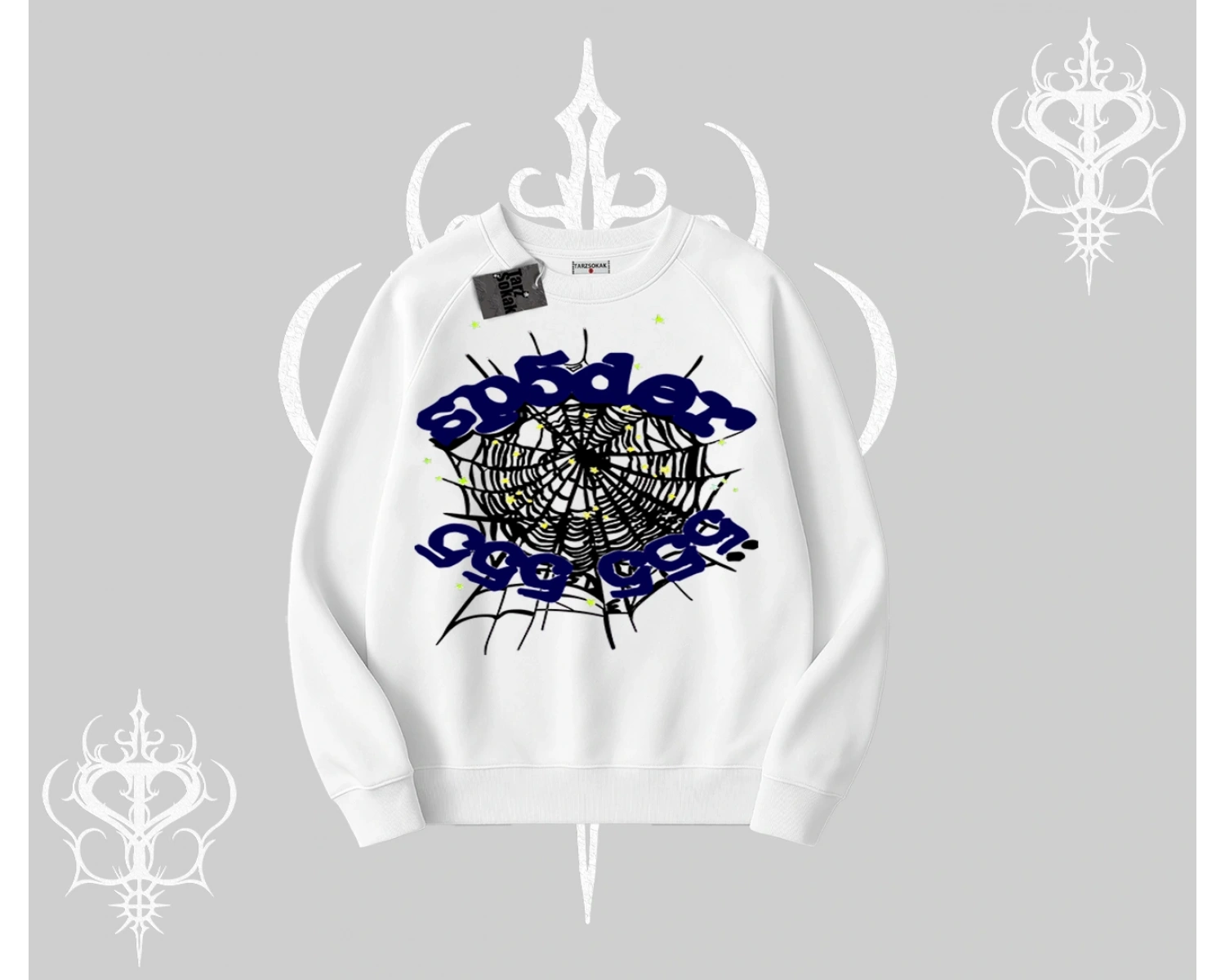 Beyaz Biskilet Yaka Sweatshirt Sp55der