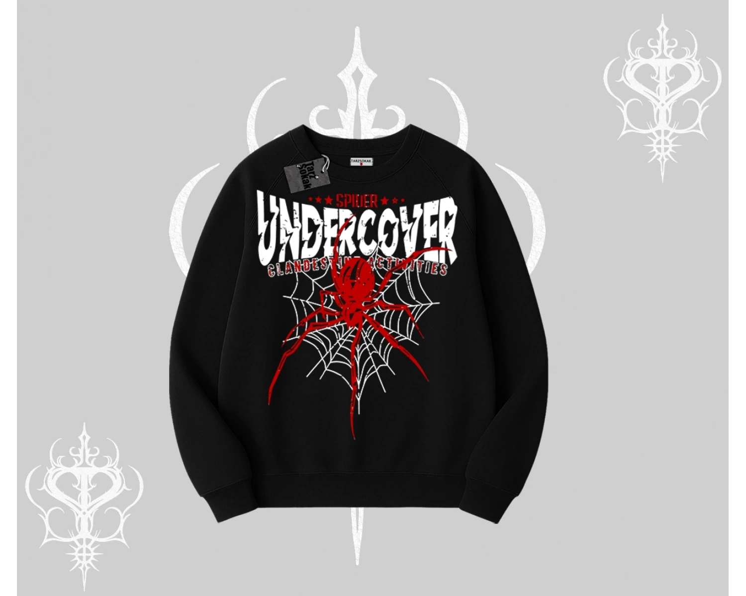 Beyaz Biskilet Yaka Sweatshirt Spider Undercover