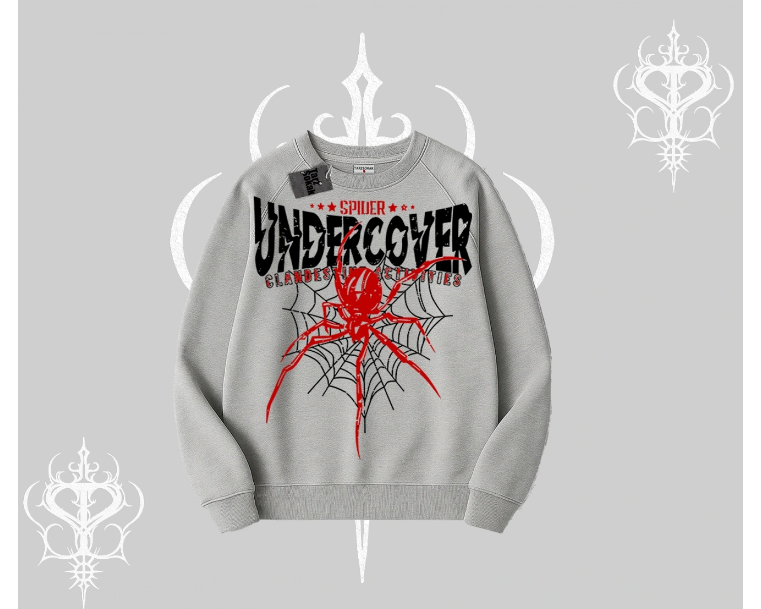 Beyaz Biskilet Yaka Sweatshirt Spider Undercover