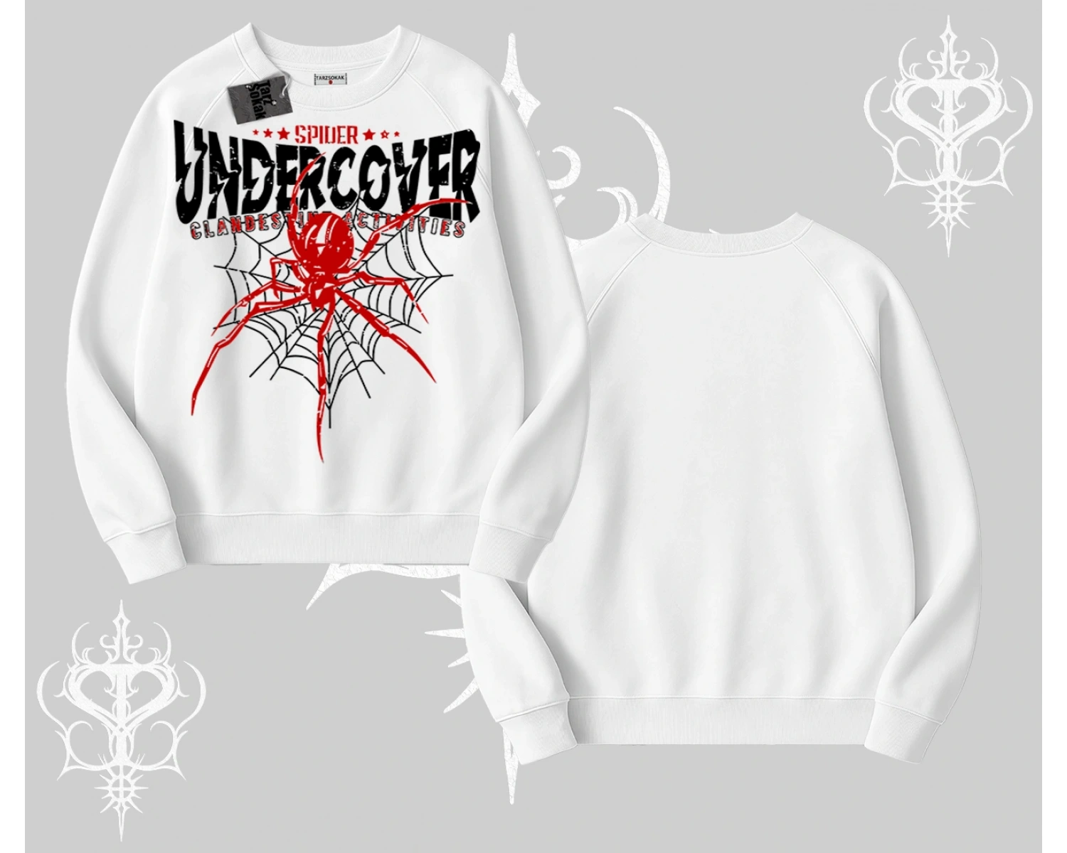 Beyaz Biskilet Yaka Sweatshirt Spider Undercover