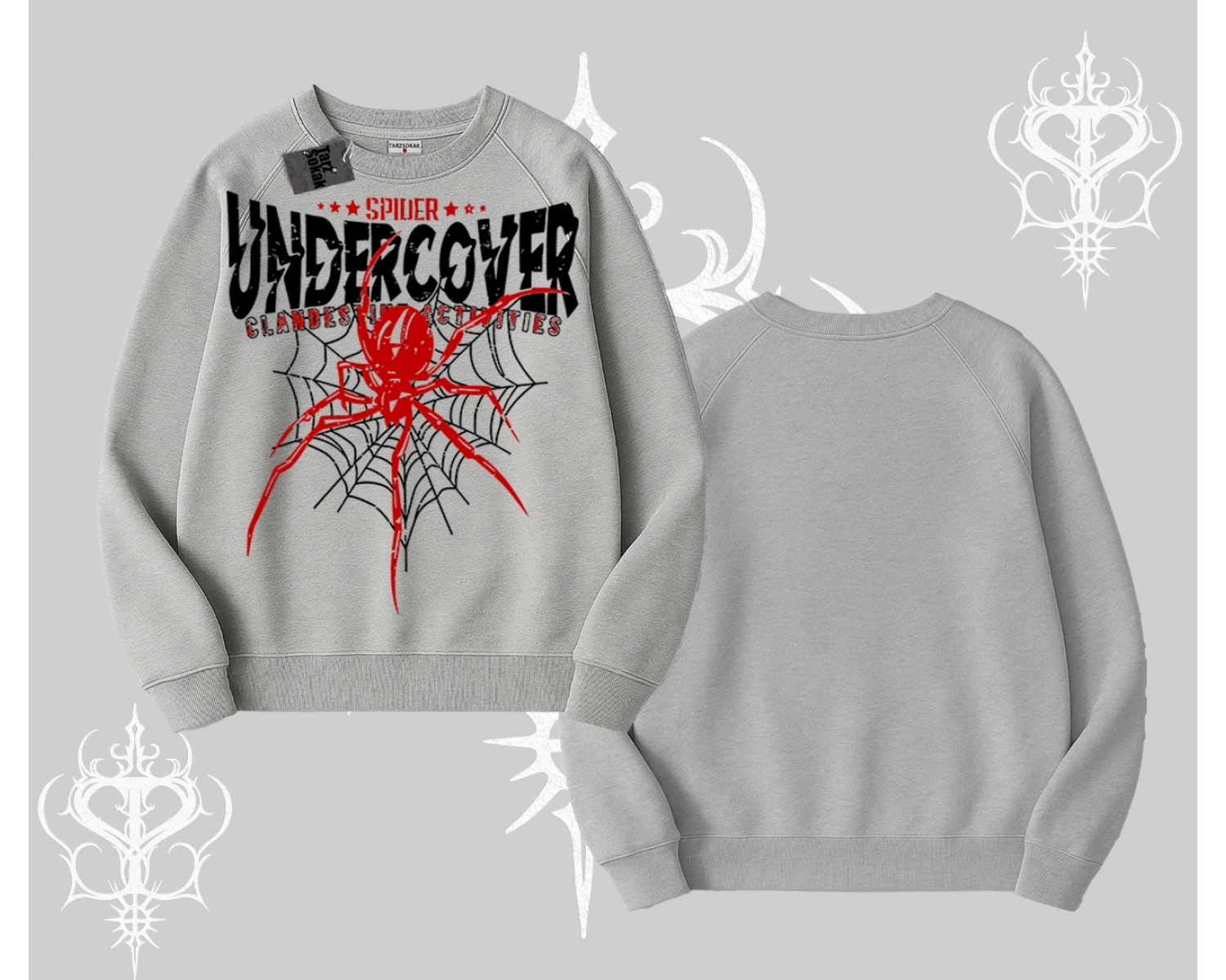 Beyaz Biskilet Yaka Sweatshirt Spider Undercover