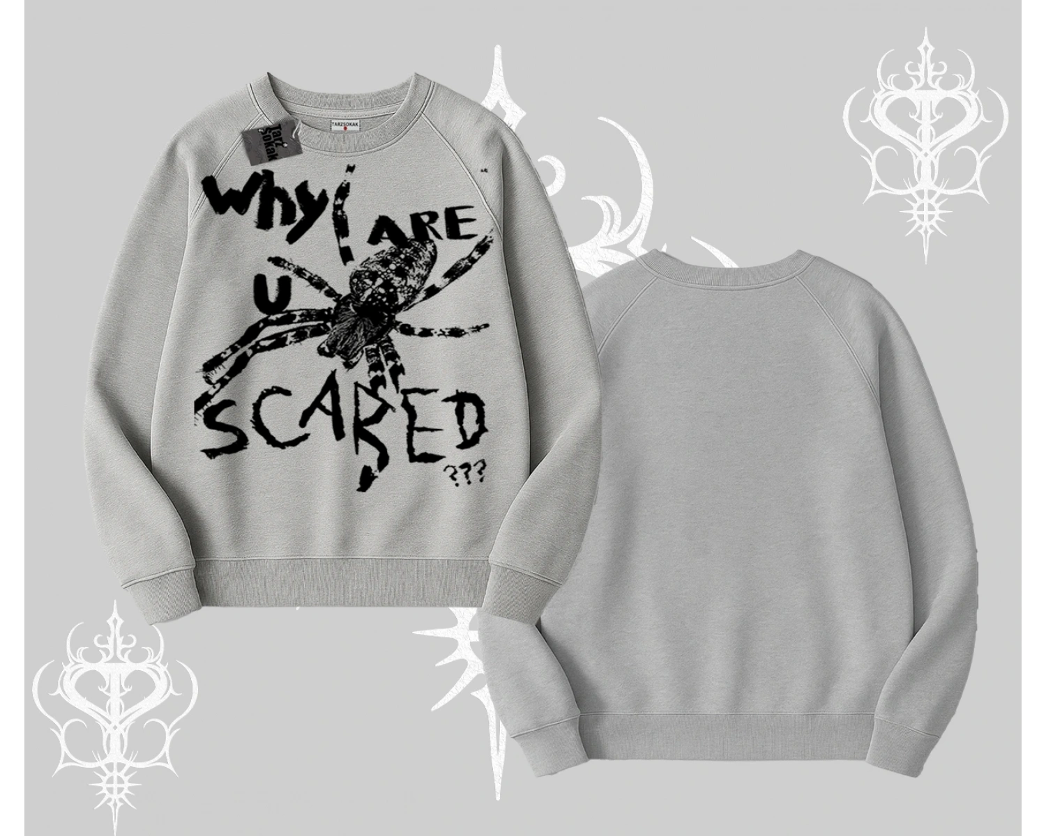 Beyaz Biskilet Yaka Sweatshirt Why are u Scared