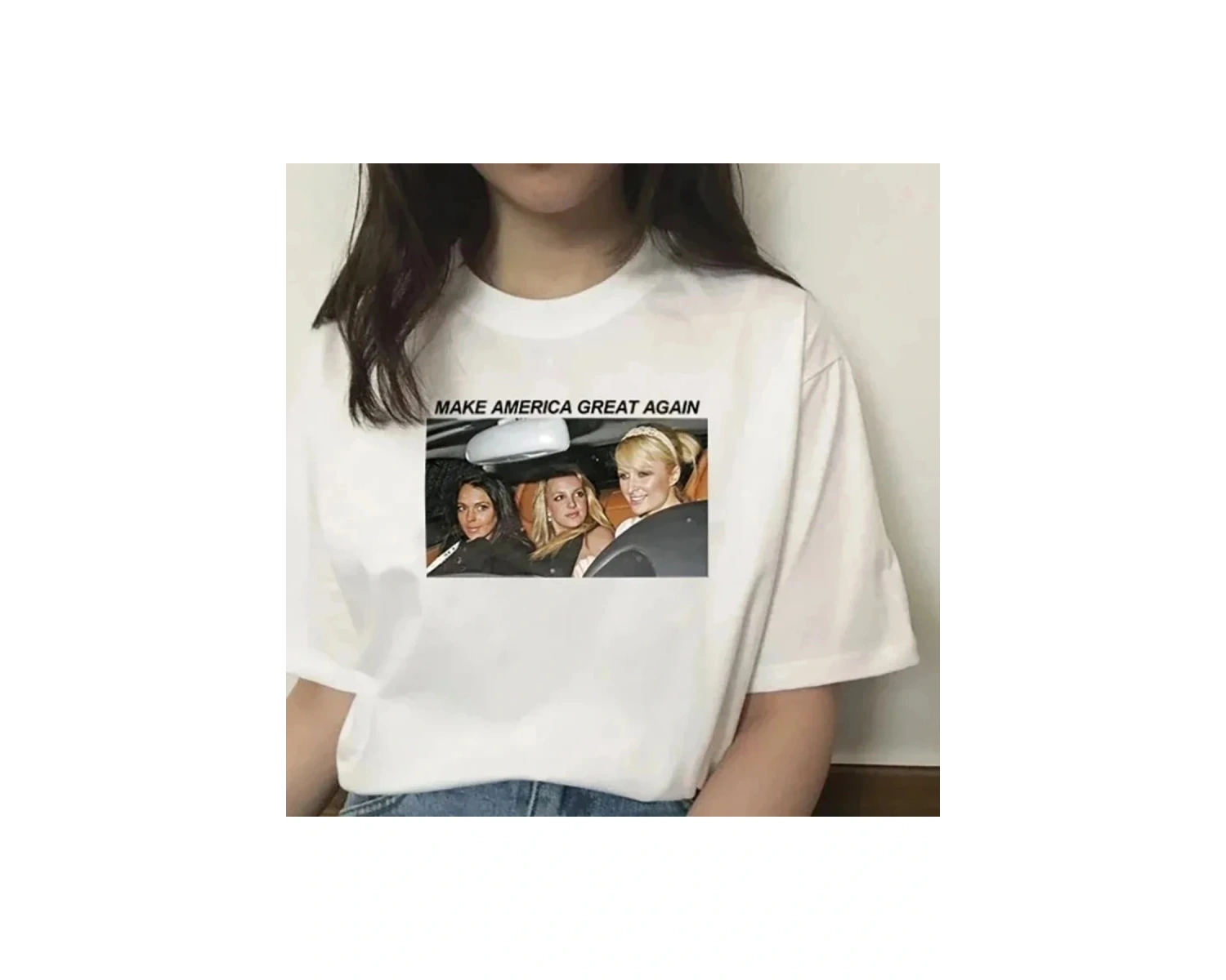 Beyaz Britney Amerikayı Yeniden Harika Yapmak Tees Yaz Yeni Stil Unsiex Komik Gezi T-