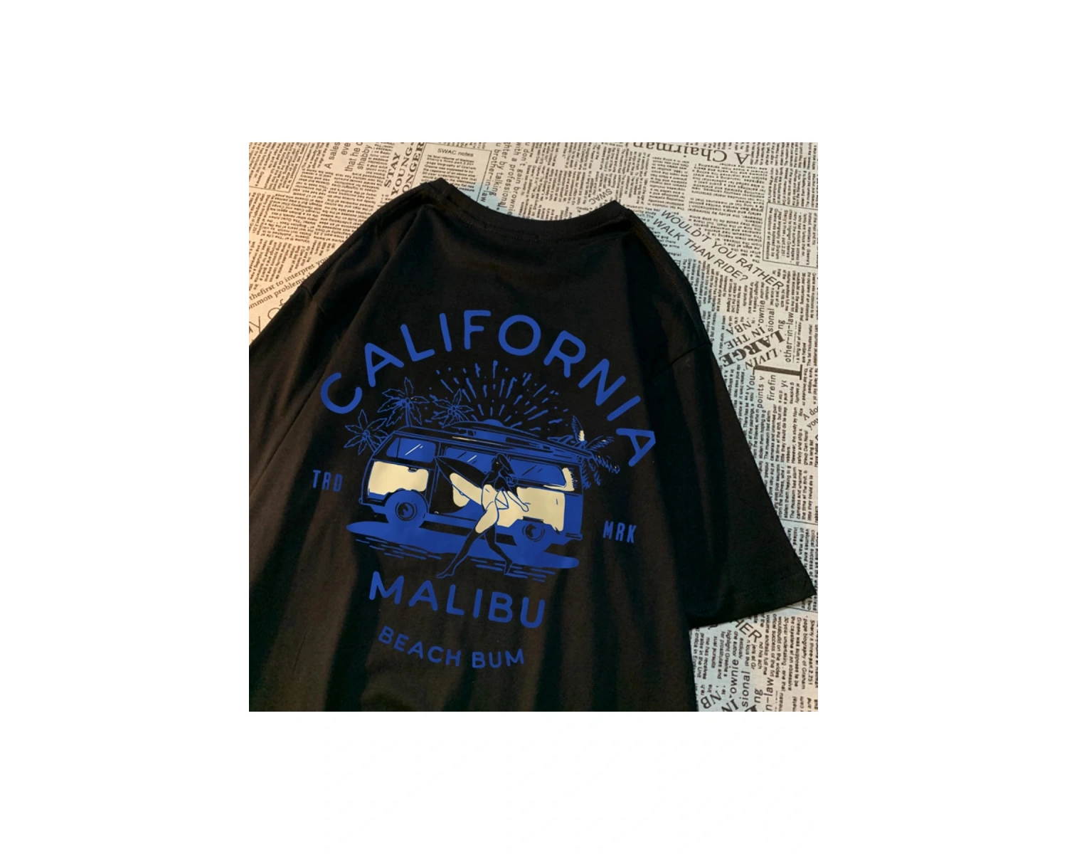 Beyaz California Malibu Plaj Serseri Yaz Yeni Streetweet Çift Tee Elbise T Des