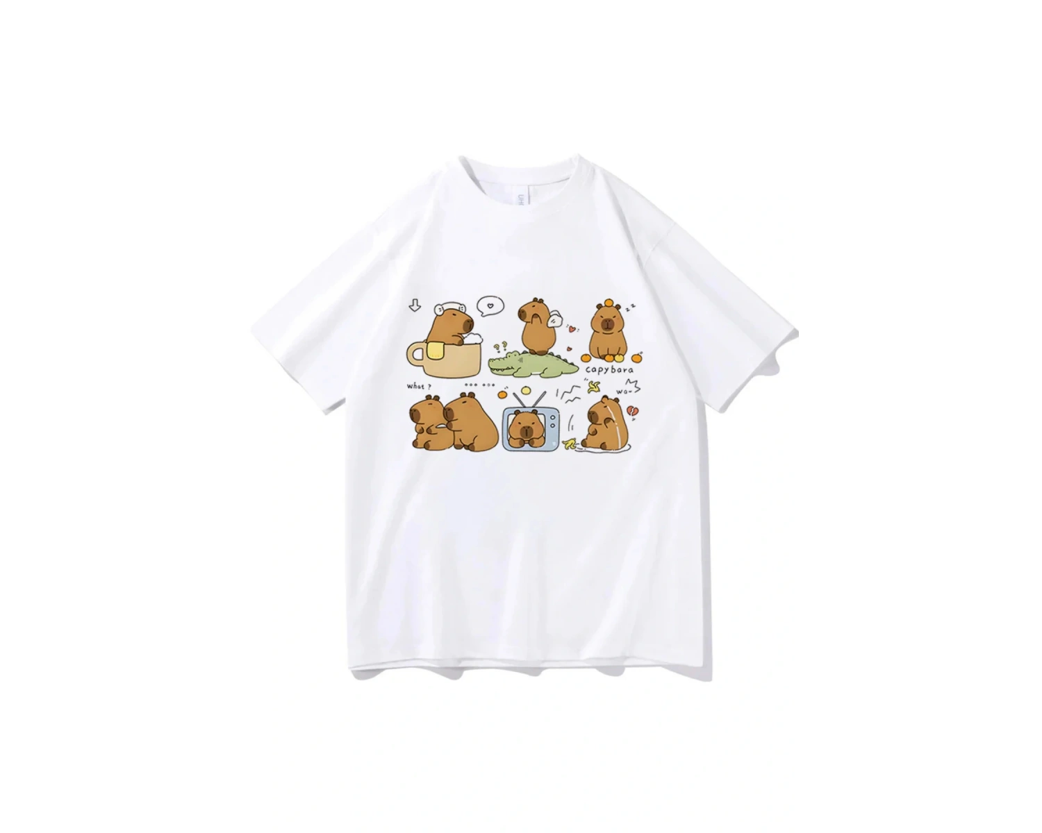 Beyaz Capybara En Tees Punk Klasik Pop Kültürü Hip Hop Grafik Estetik Vintage Y2k Este