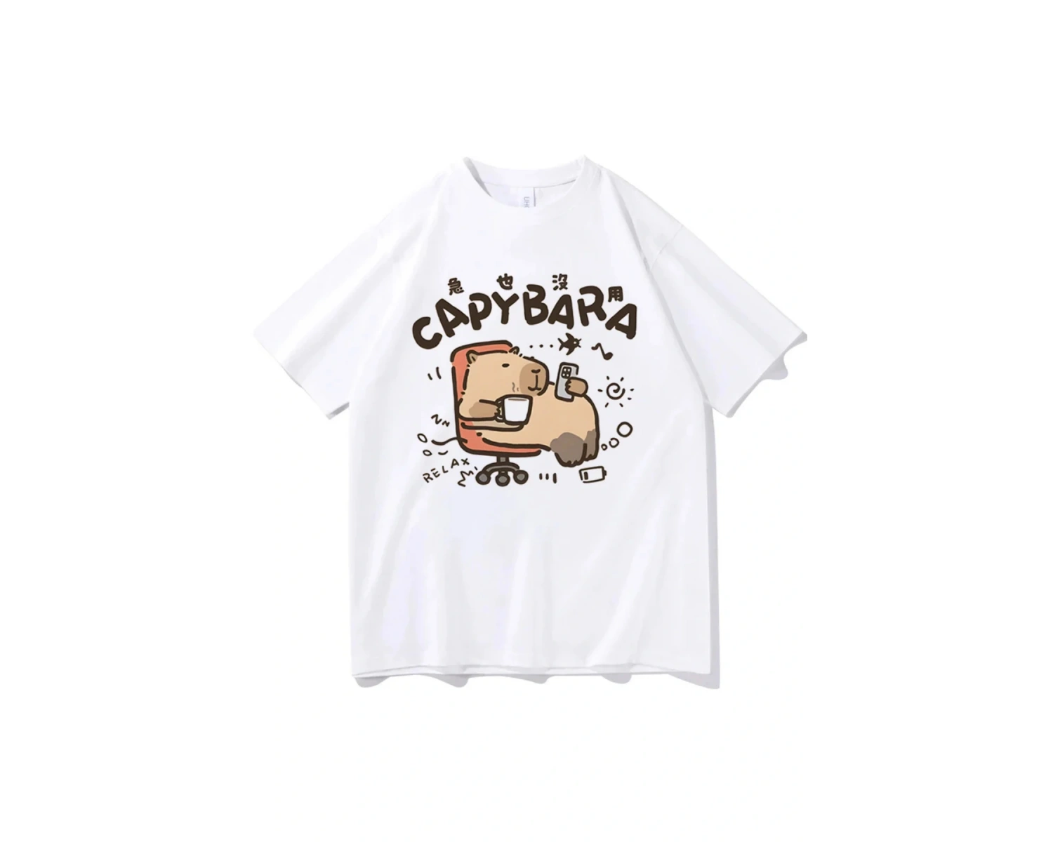Beyaz Capybara En Tees Punk Klasik Pop Kültürü Hip Hop Grafik Estetik Vintage Y2k Este