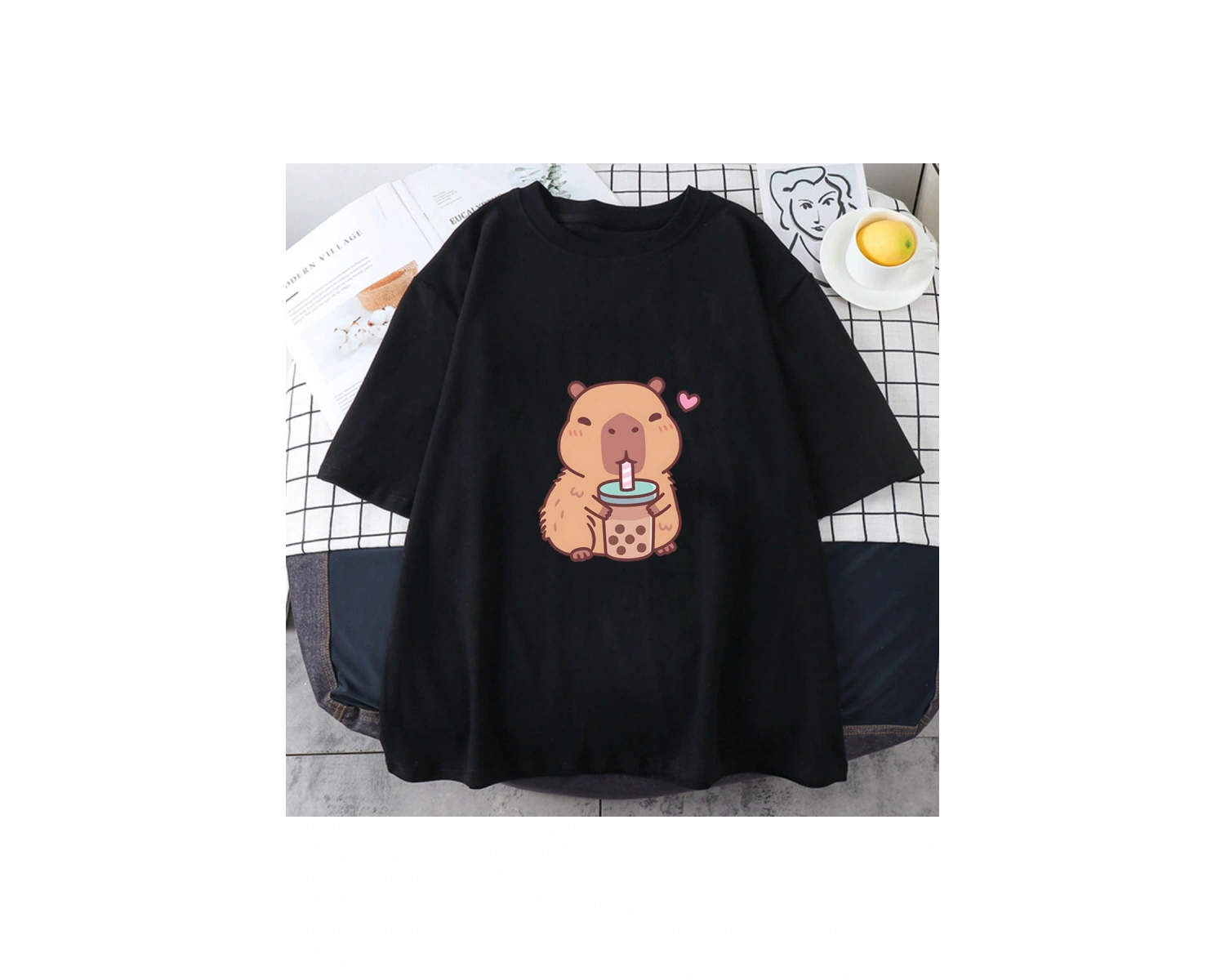 Beyaz Capybara seviyor içme kabarcık çay yaz i lar/erkekler