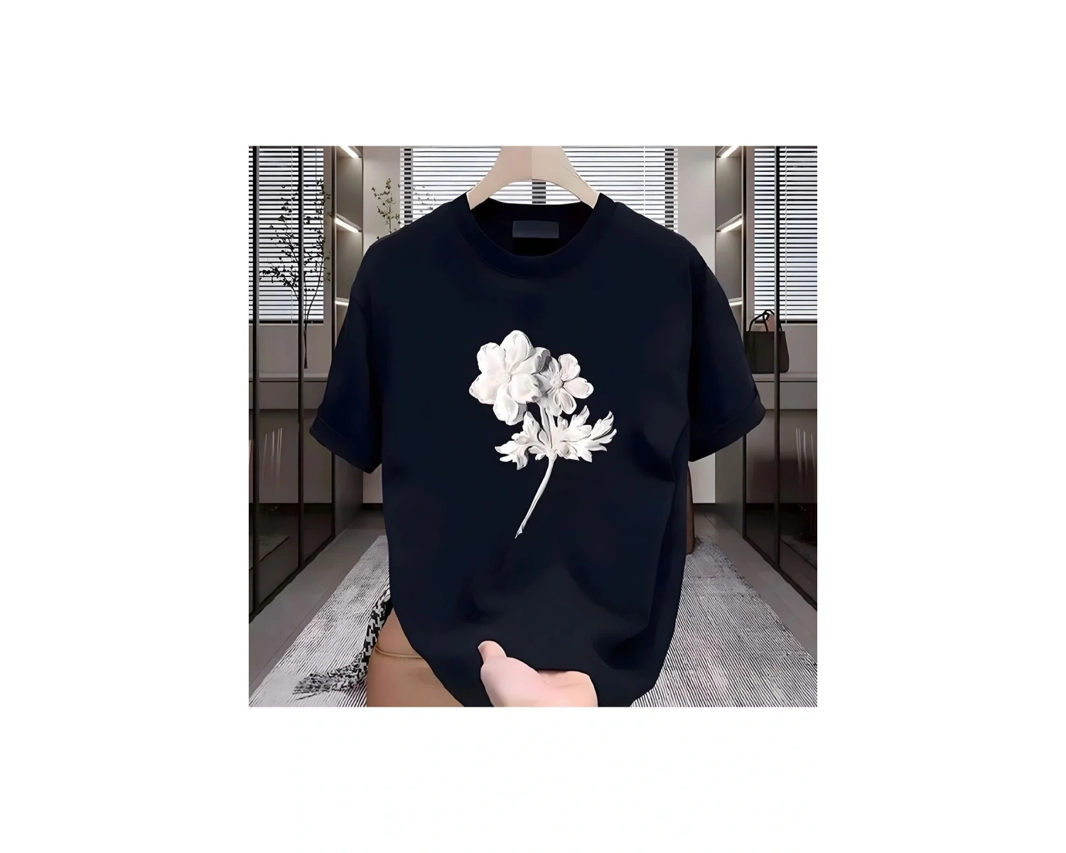 Beyaz Çiçek Baskılı Beyaz Erkek