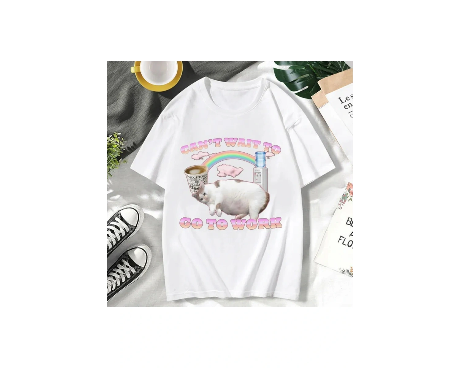 Beyaz Çilek Tarlaları Ebedi Baskı Nefes Hip-Hop Gevşek Sokak Stili Tüm Maç Giyi