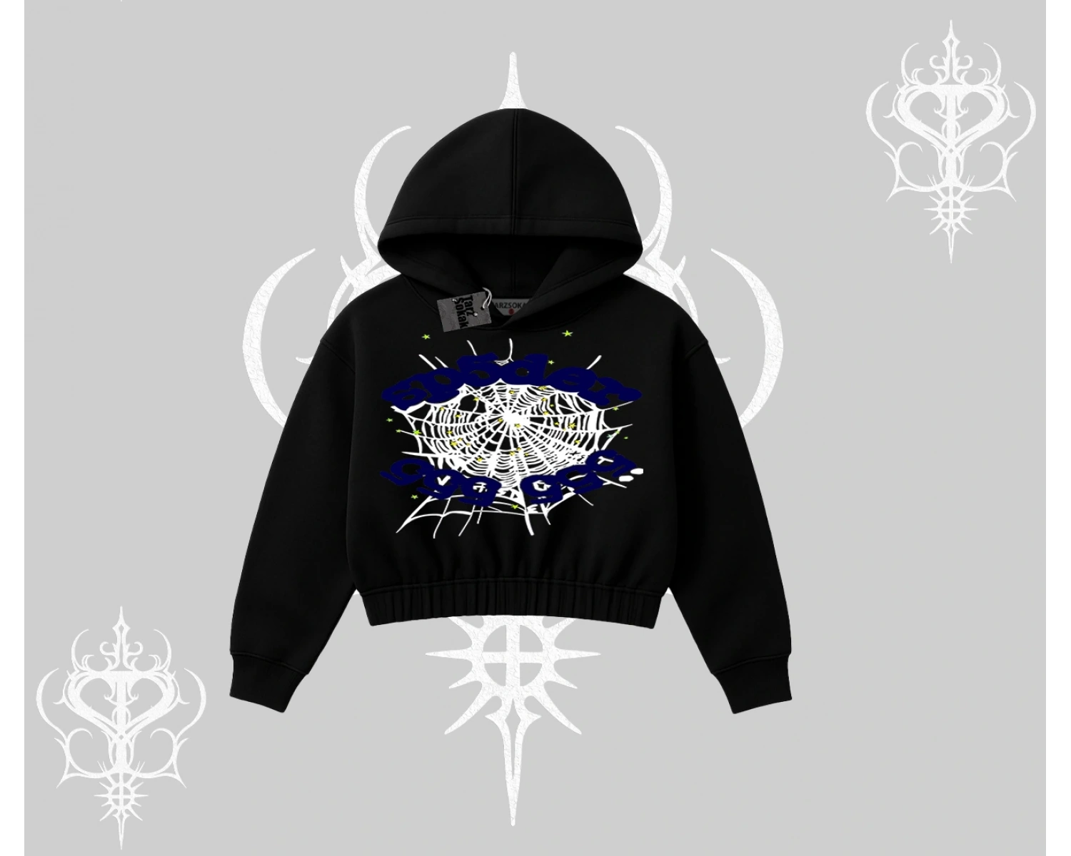 Beyaz Crop Kapşonlu Sweatshirt Sp55der