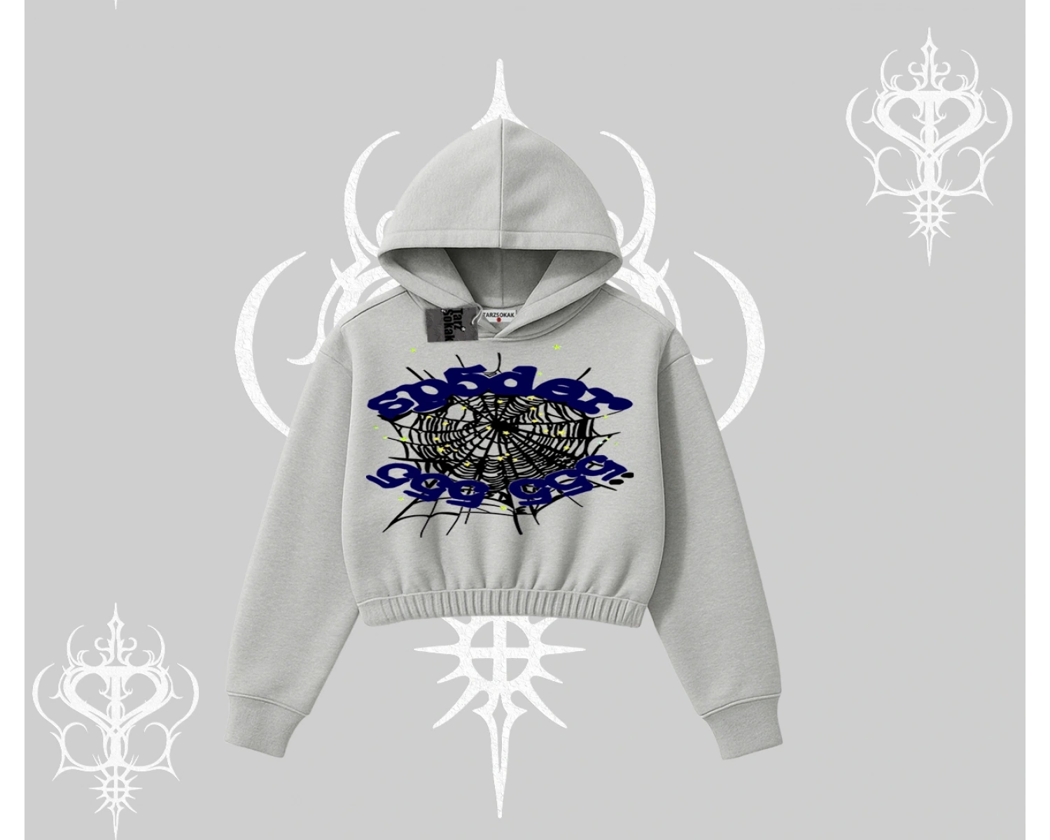 Beyaz Crop Kapşonlu Sweatshirt Sp55der