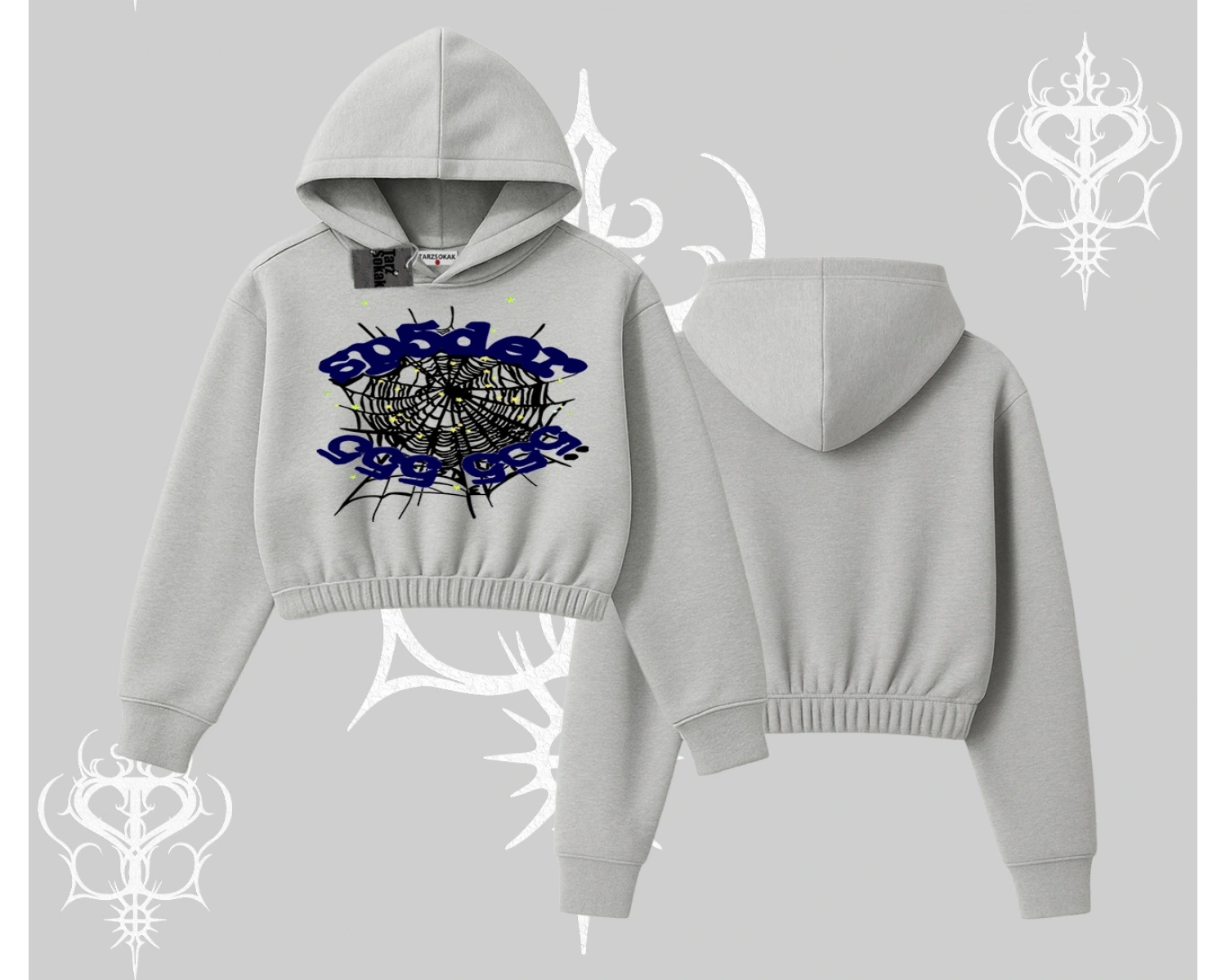 Beyaz Crop Kapşonlu Sweatshirt Sp55der