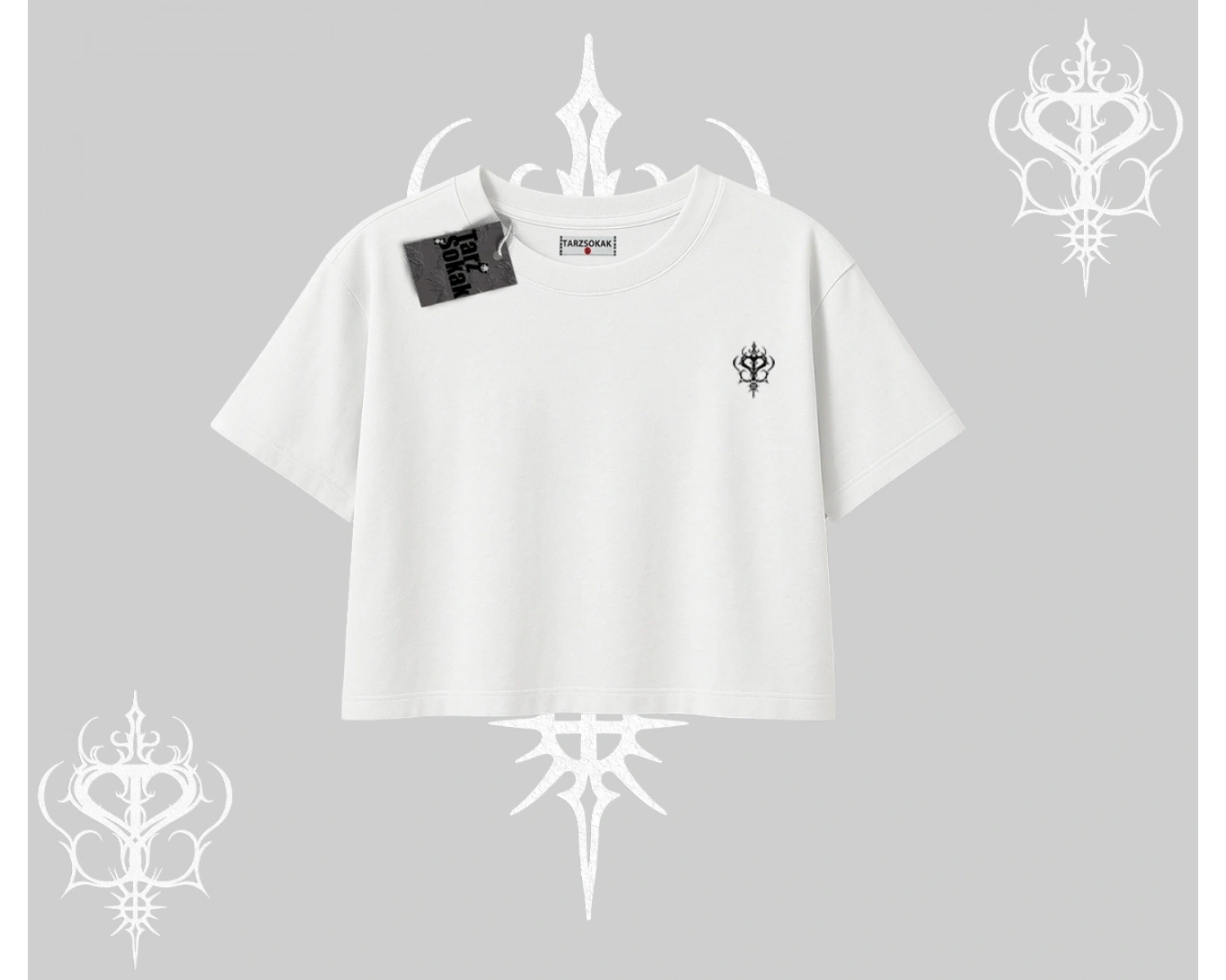 Beyaz Crop Tişört Özel logolu