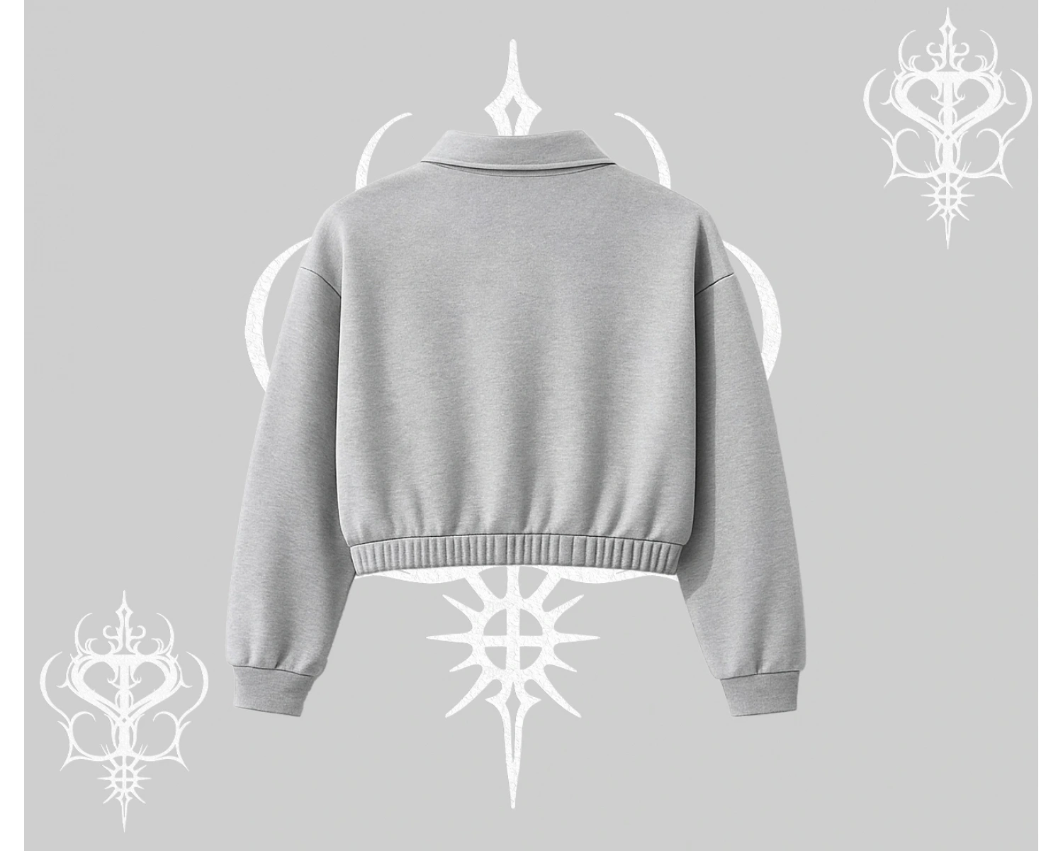 Beyaz Crop Yarım Fermuarlı Sweatshirt Spider Undercover
