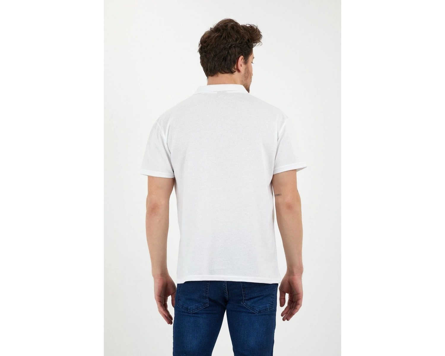 Beyaz Dar/slim Fitt Polo Yaka Tshirt.