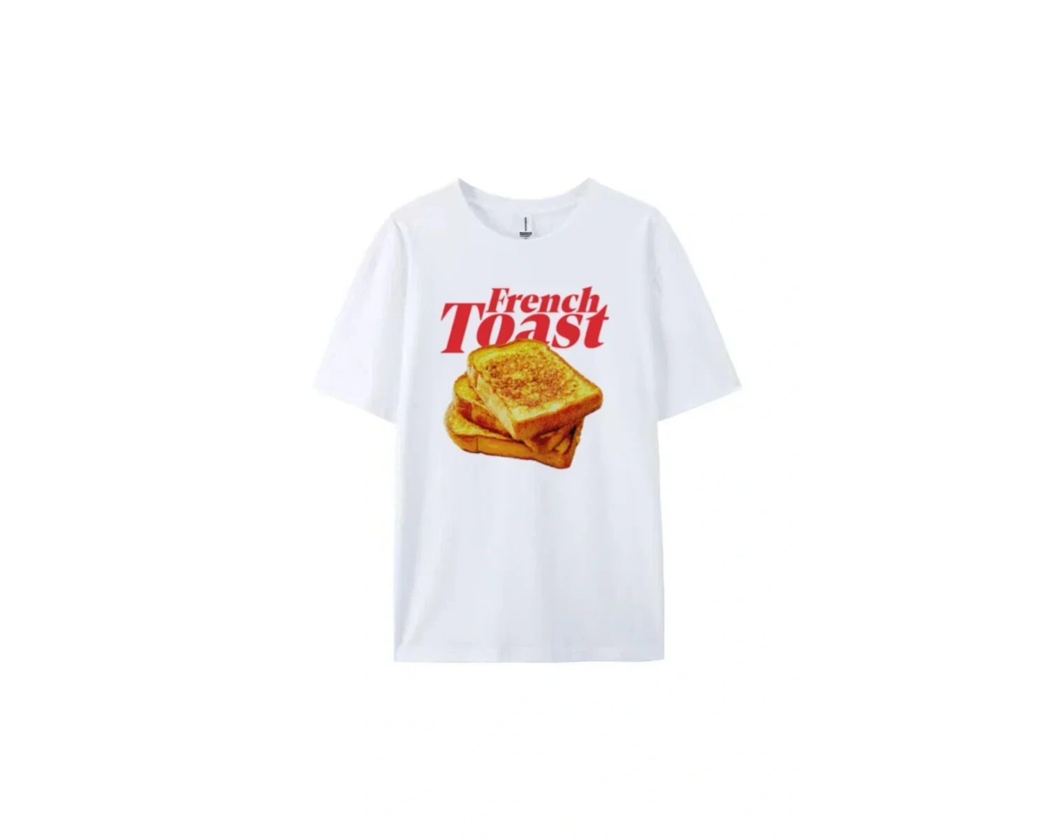 Beyaz Fransız Tost Grafik Tees Retro Kahvaltı Estetik streetwear üstleri Sevimli Foodie Göm