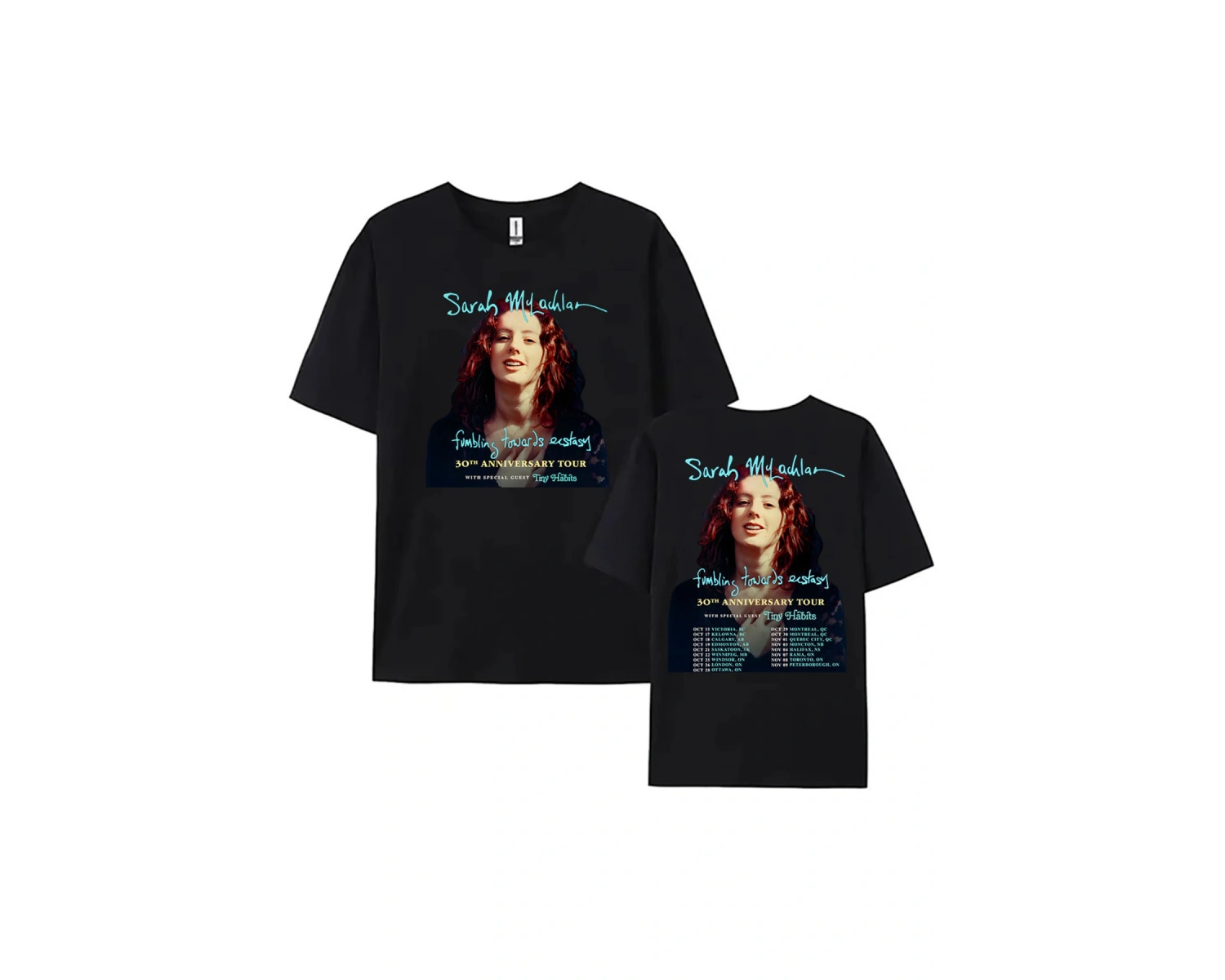 Beyaz FUMBLING EKSTASYA 30TH YILDÖNÜMÜ TURU, Sarah McLachlan Grafik Tshirt Yaz P