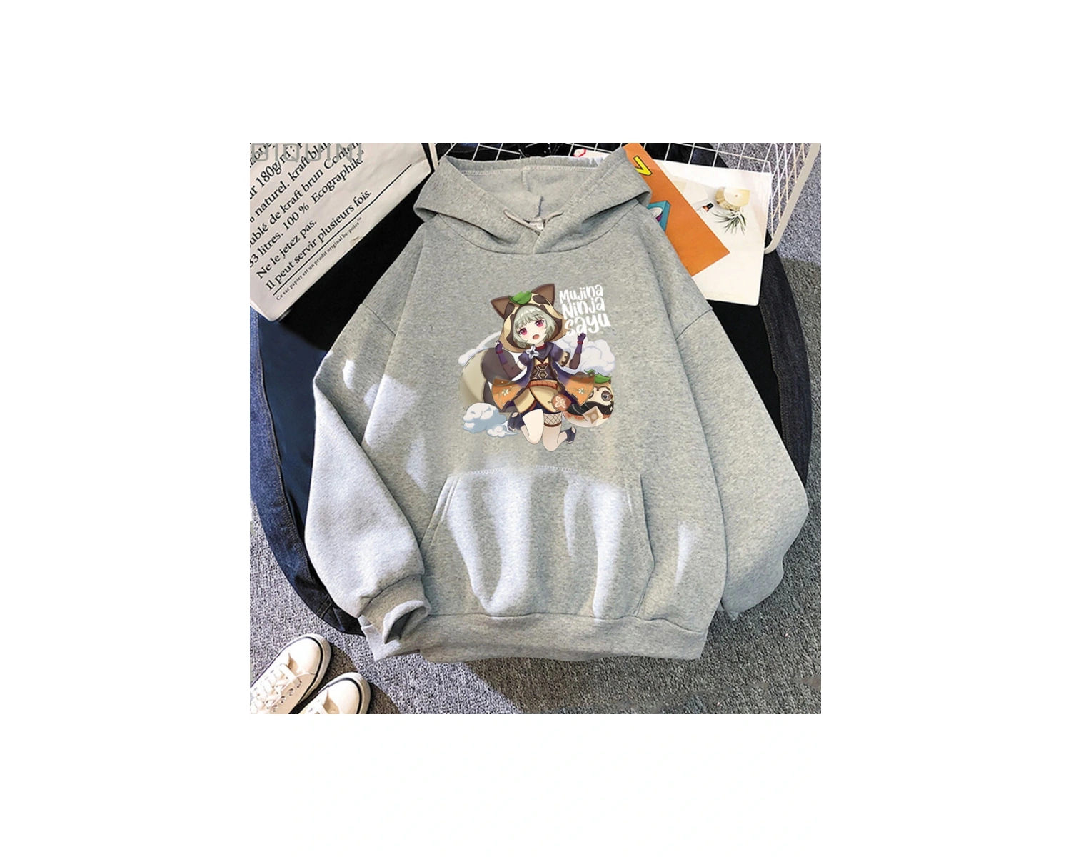 Beyaz Genshin Impact Sayu Kawaii Japon Sokak Stili Karikatür