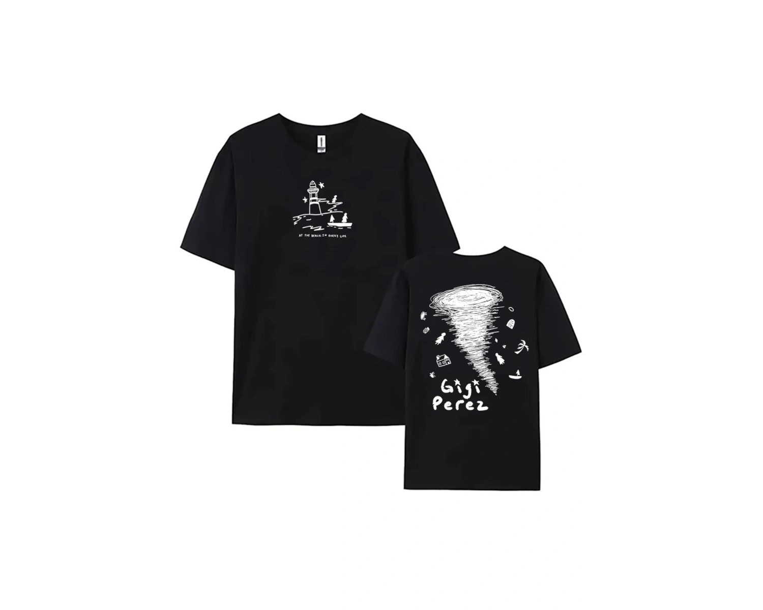 Beyaz Gigi Perez Twister Siyah LP Sahilde, Her Hayatta Grafik leri Unisex Sokak K