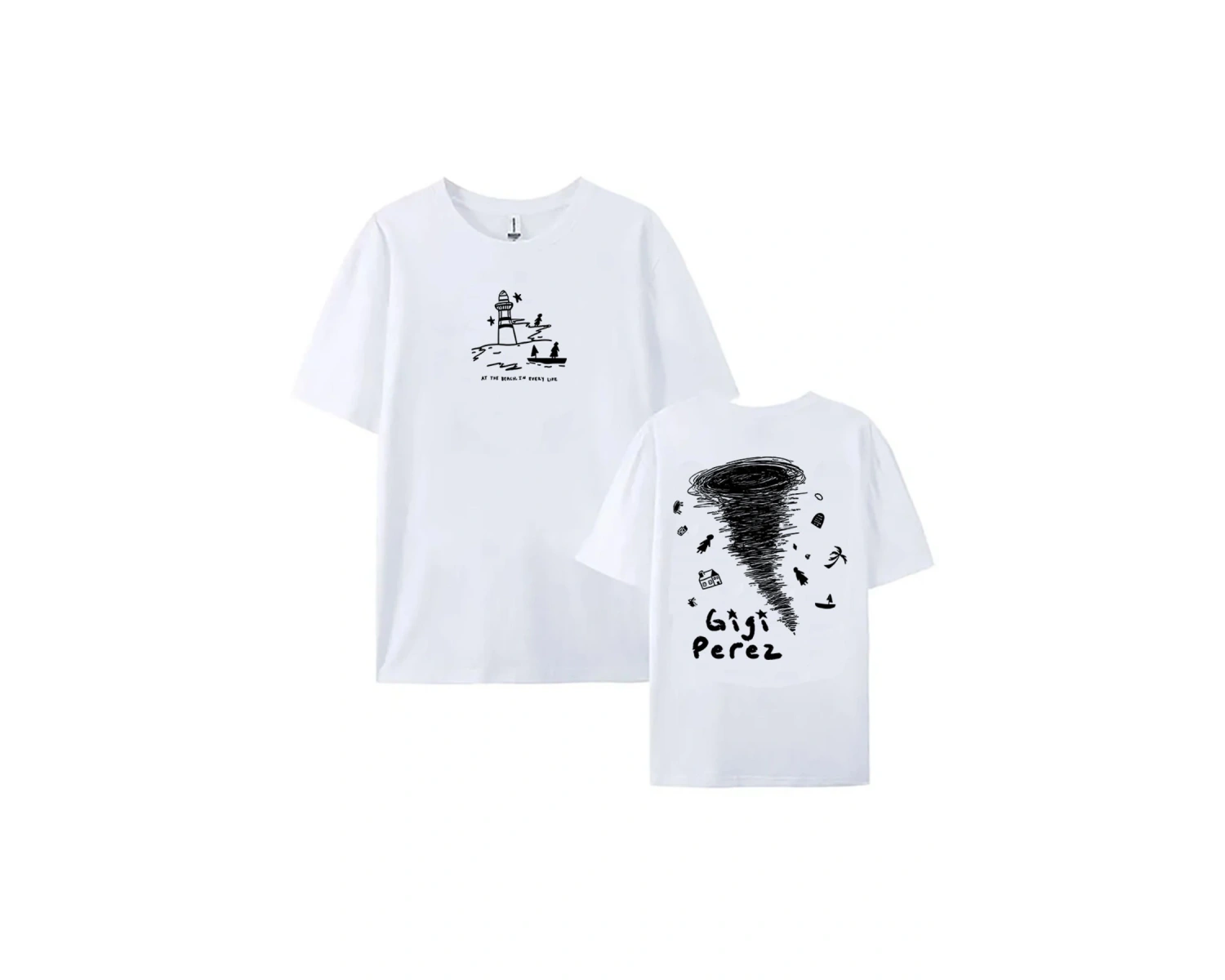 Beyaz Gigi Perez Twister Siyah LP Sahilde, Her Hayatta Grafik leri Unisex Sokak K