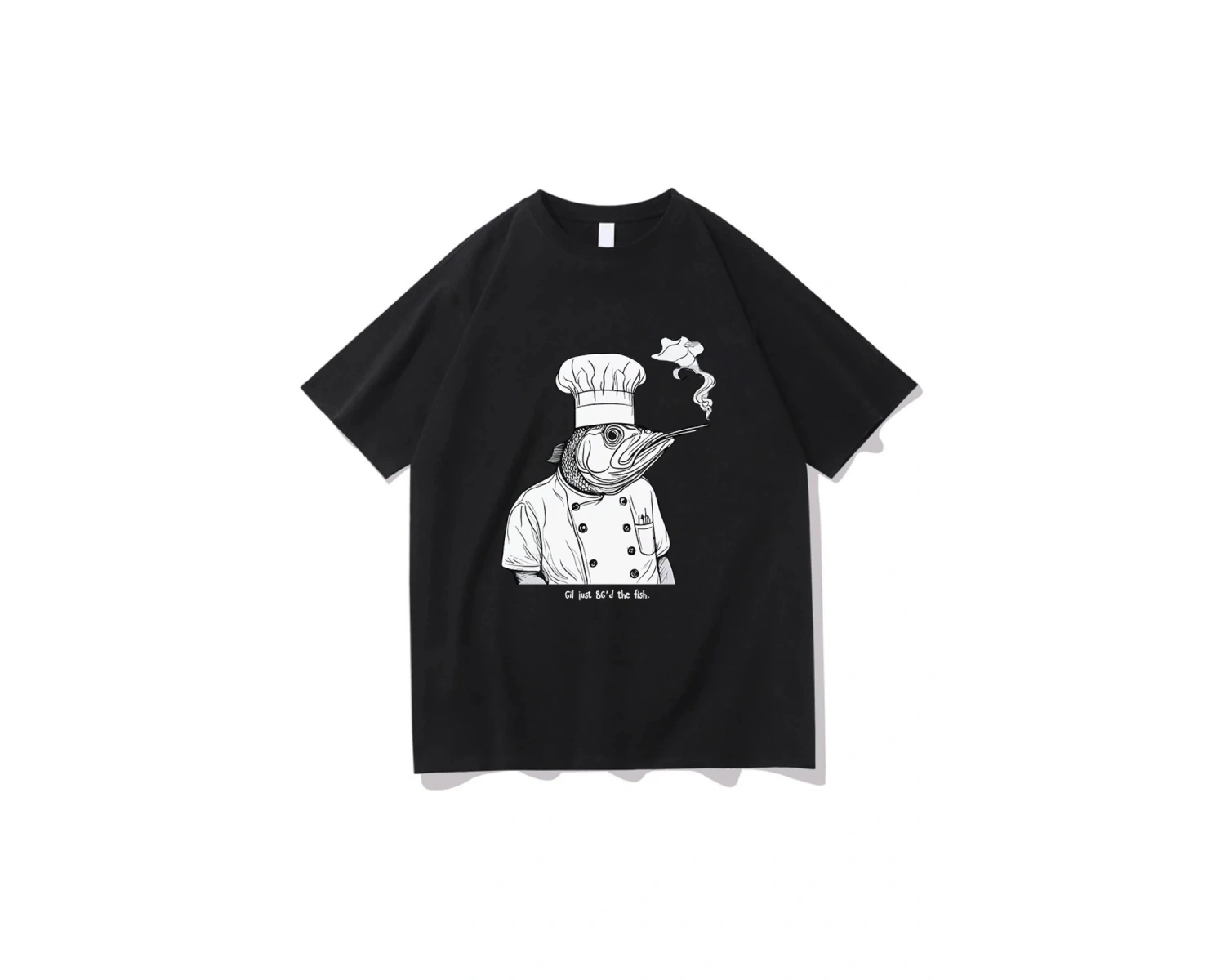 Beyaz Gil Sadece 86d Balık Tshirt Ahtapot Şef Komik/ Harajuku Yaz Üstleri U