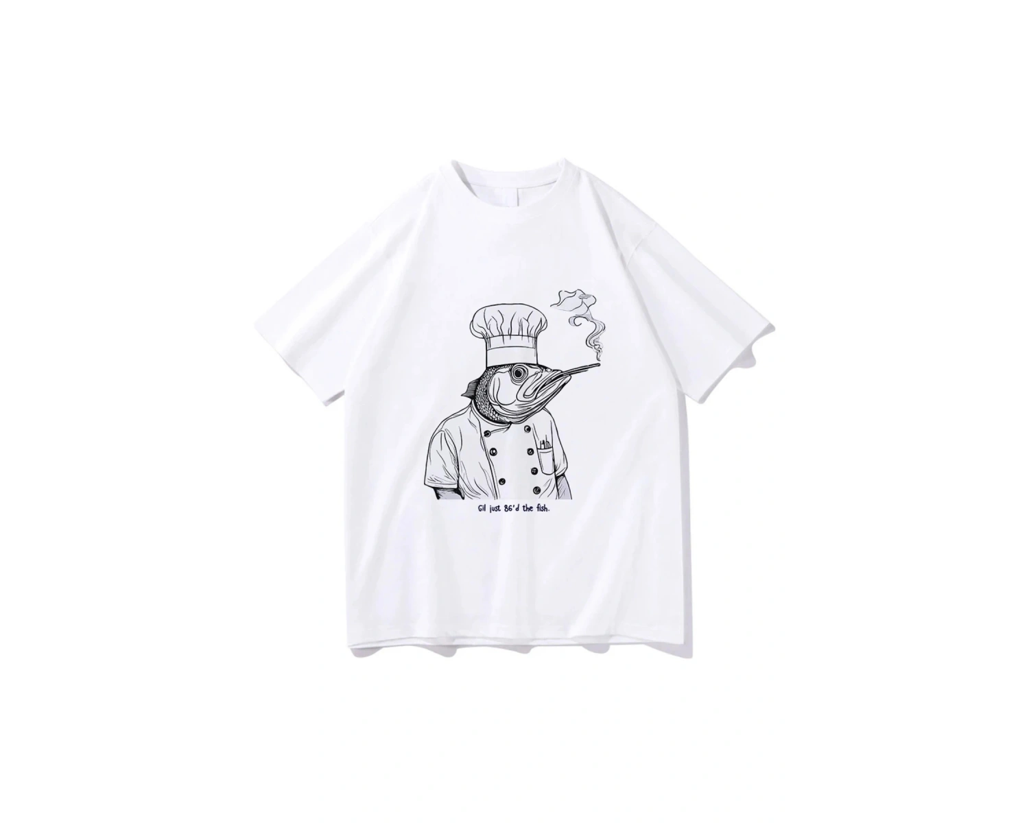 Beyaz Gil Sadece 86d Balık Tshirt Ahtapot Şef Komik/ Harajuku Yaz Üstleri U