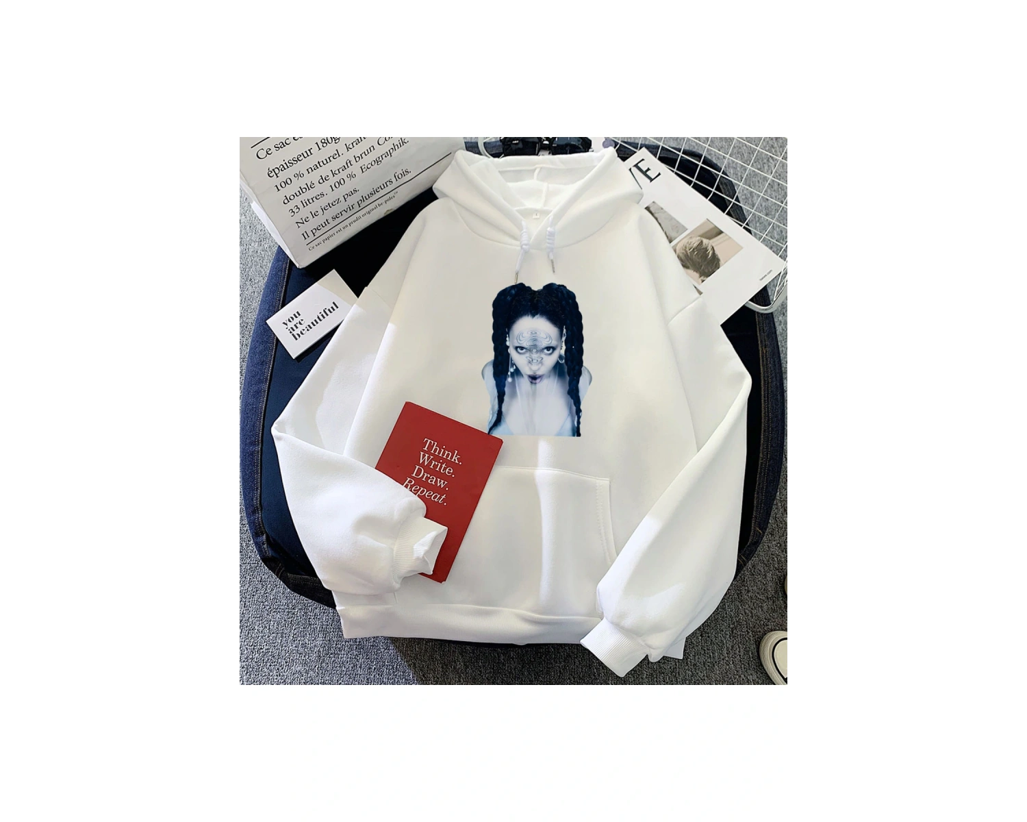 Beyaz Grafik Hoodies eueua FKA dallar kıcı baskılar