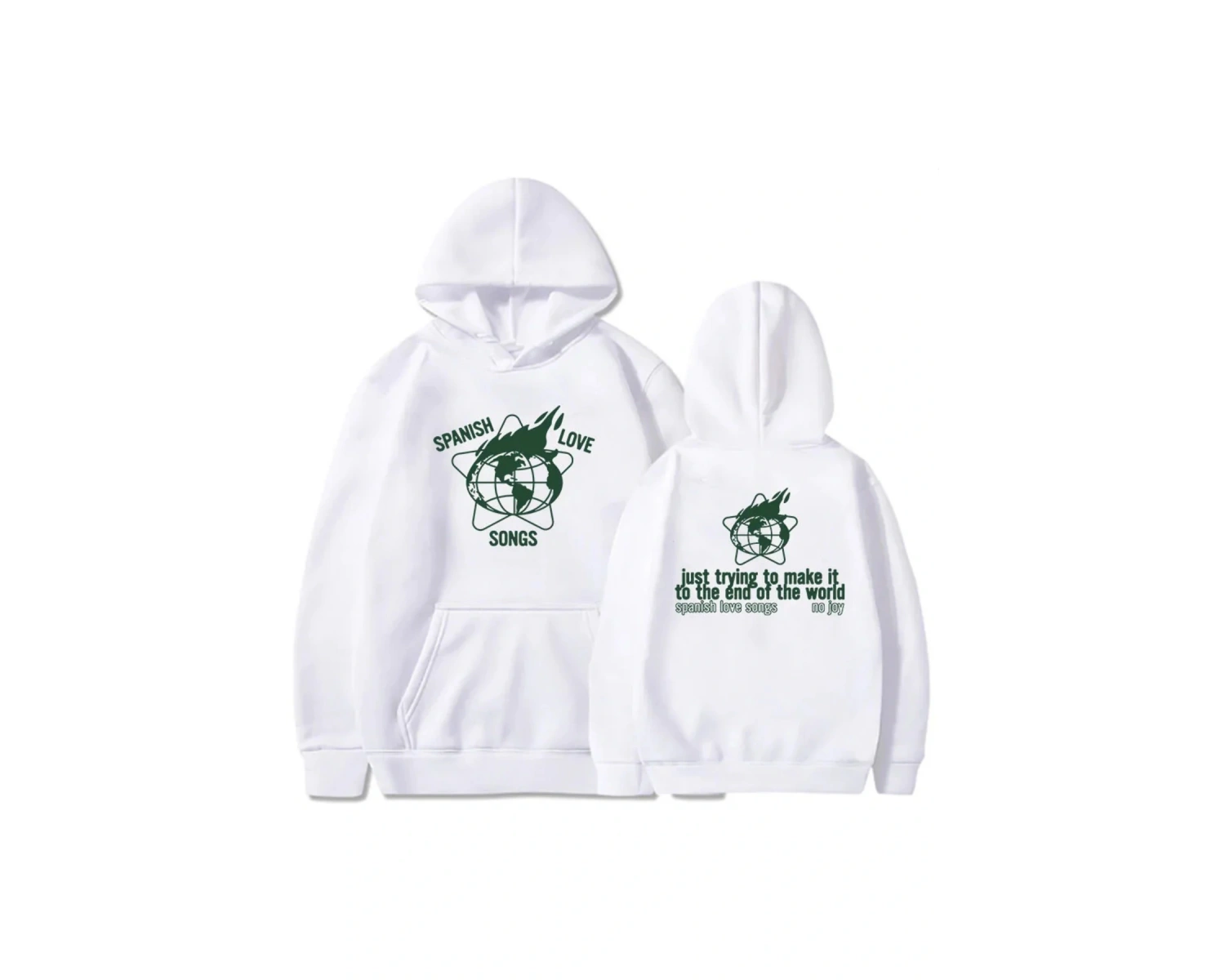 Beyaz Grafik Hoodies hiçbir sevinç İspanyolca hiçbir sevinç Harajuku laru