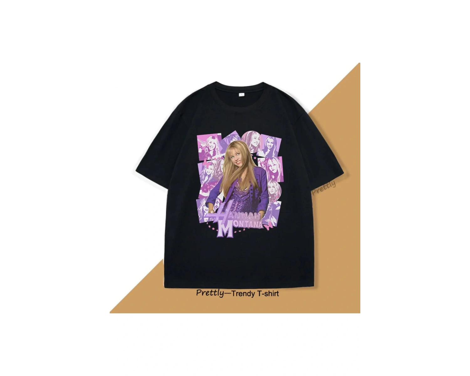 Beyaz Hannah Montana Baskı T Tee Sokak Üstleri Haraju